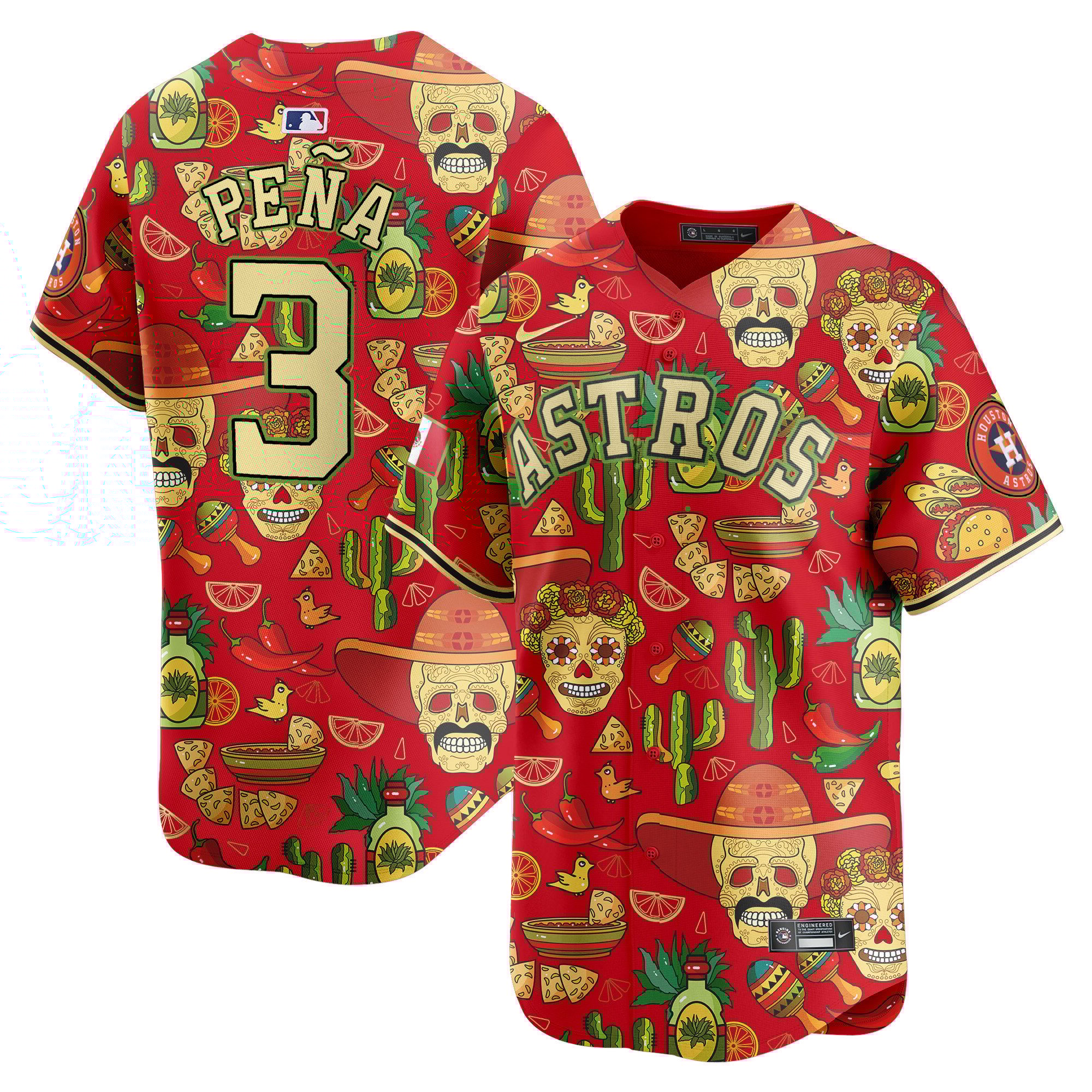 Men's Jeremy Pena Houston Astros Mexico Cinco De Mayo Vapor Premier Limited Red Jersey - Printed
