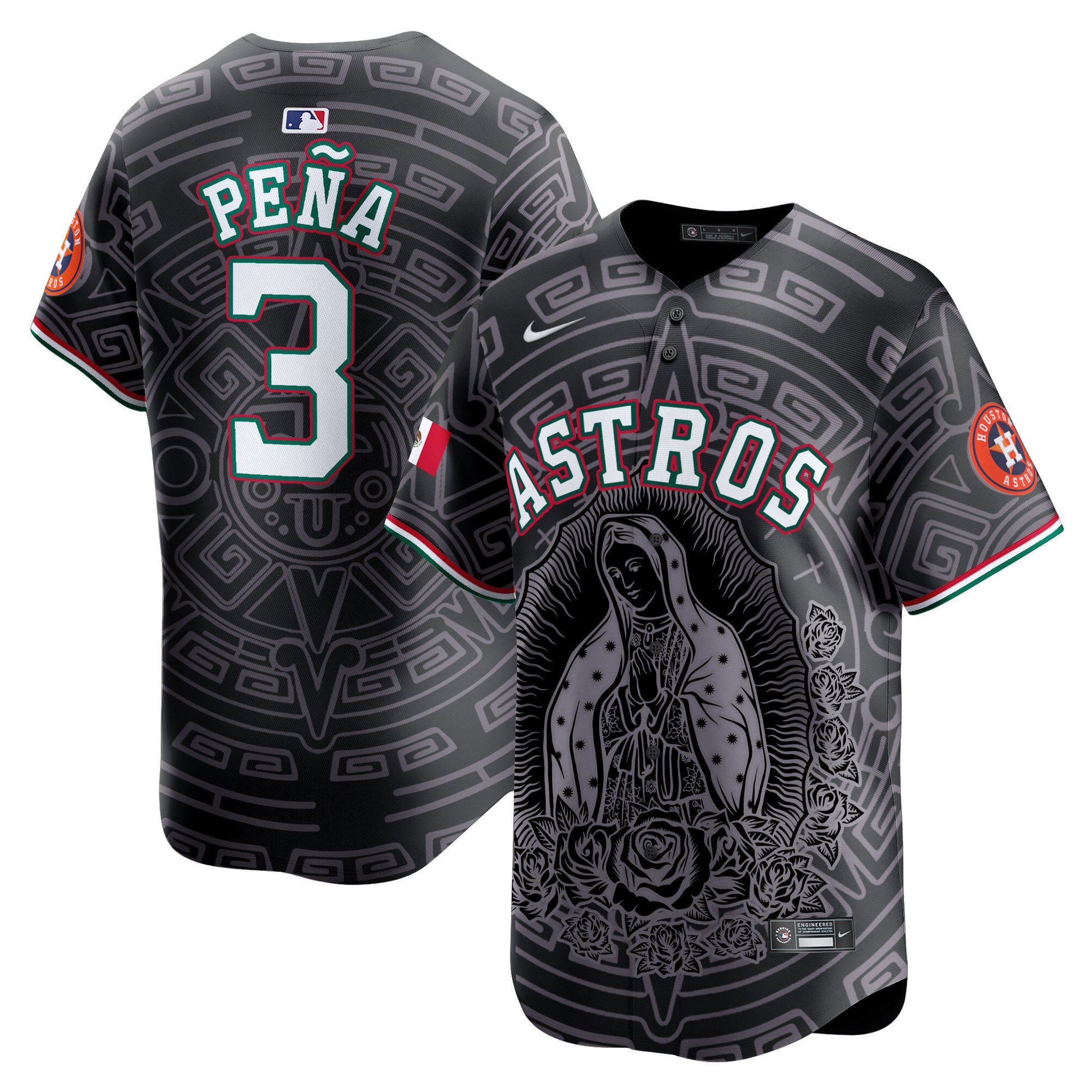 Men's Jeremy Pena Houston Astros Mexico Guadalupe Vapor Premier Limited Black Jersey - Printed