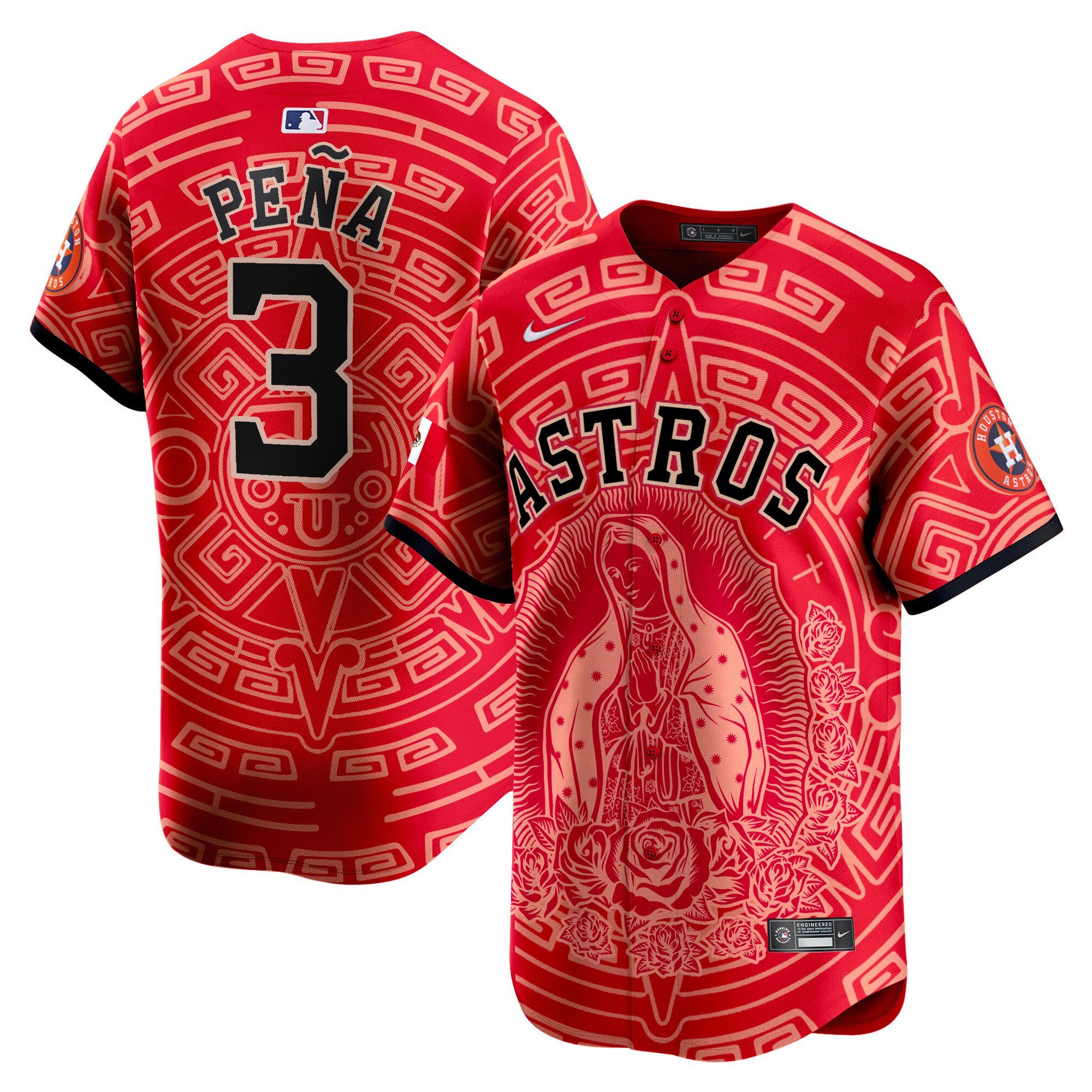 Men's Jeremy Pena Houston Astros Mexico Guadalupe Vapor Premier Limited Red Jersey - Printed