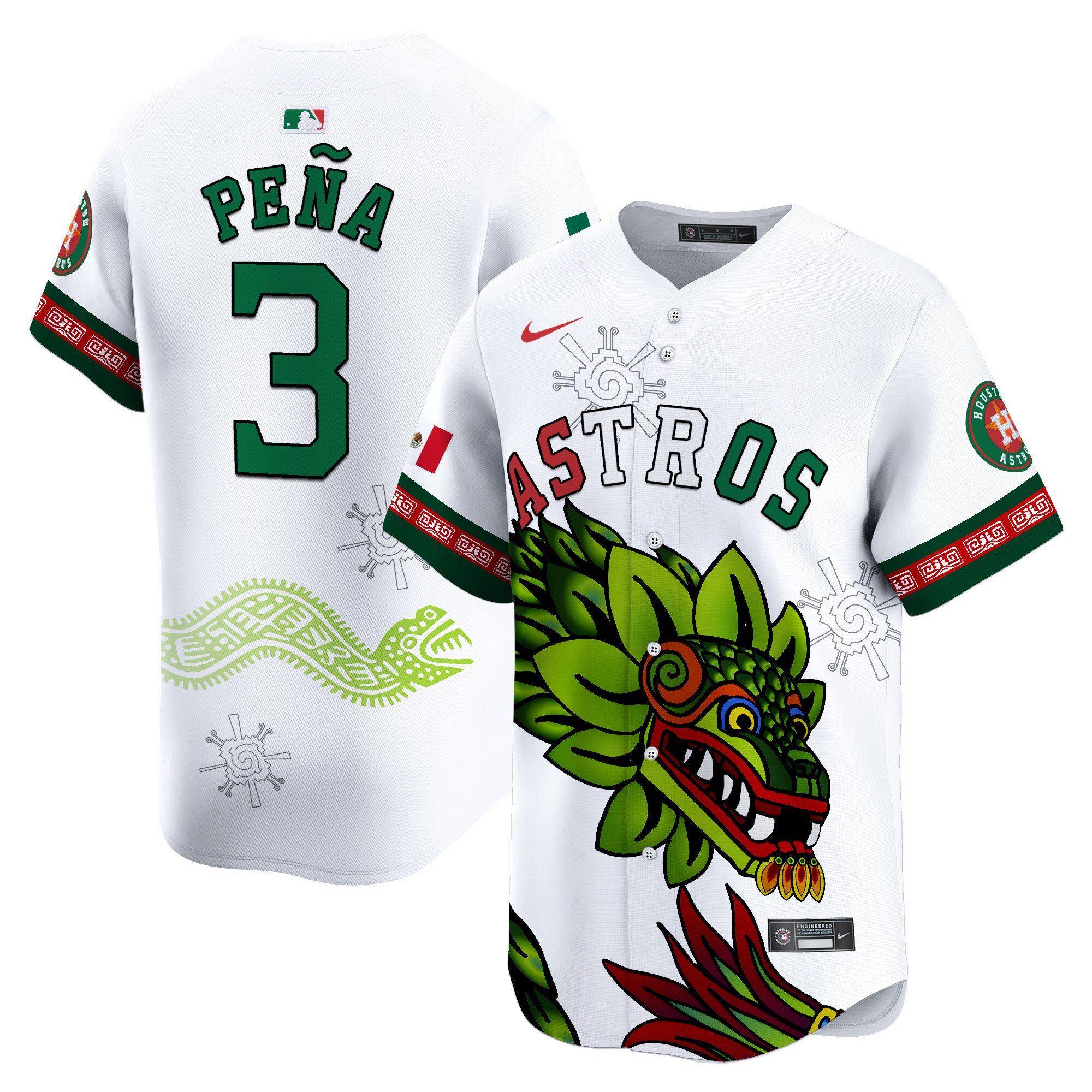 Men's Jeremy Pena Houston Astros Mexico Quetzalcoatl Aztec Vapor Limited White Jersey - Printed
