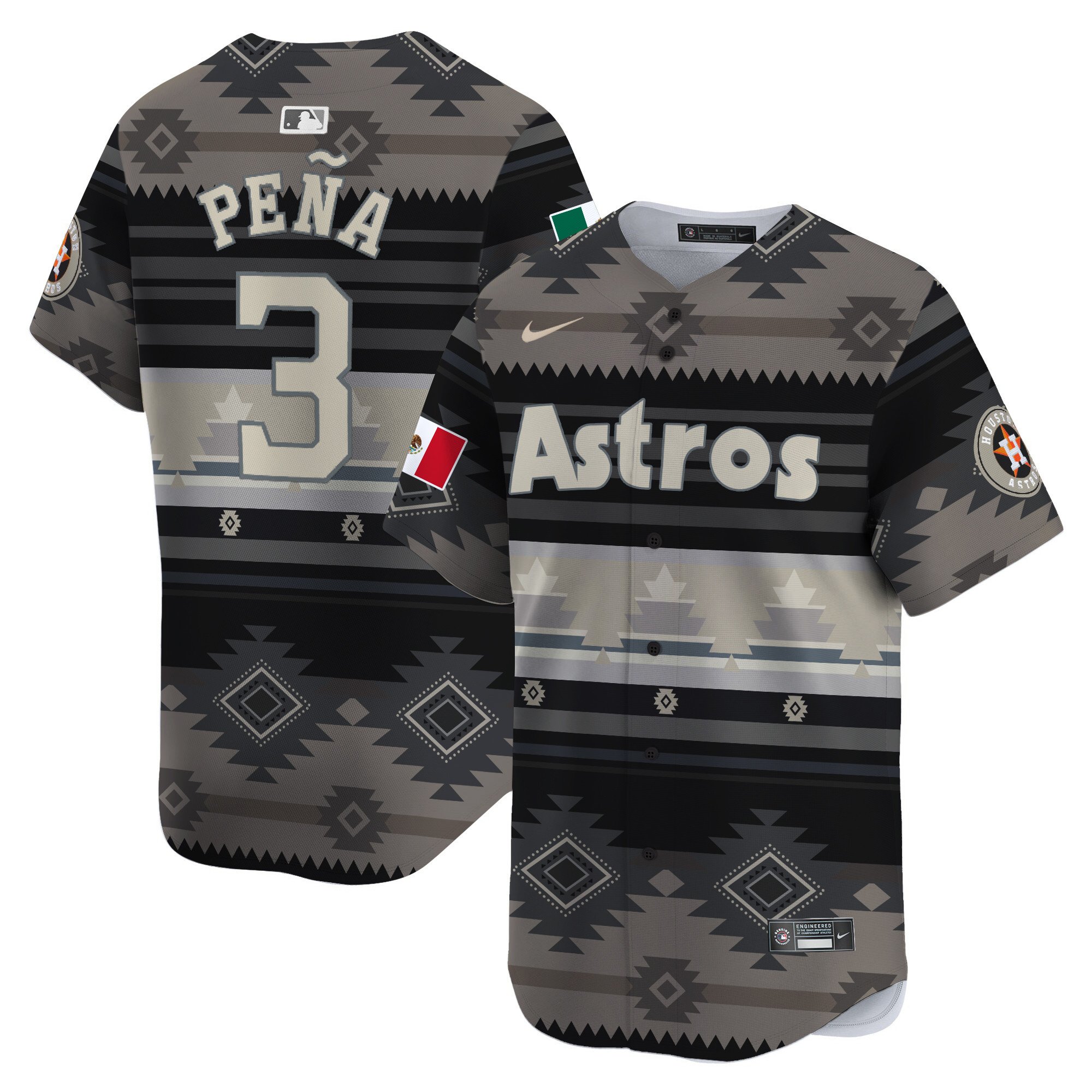 Men's Jeremy Pena Houston Astros Mexico Traditional Pattern Vapor Premier Limited Gray Jersey - Printed