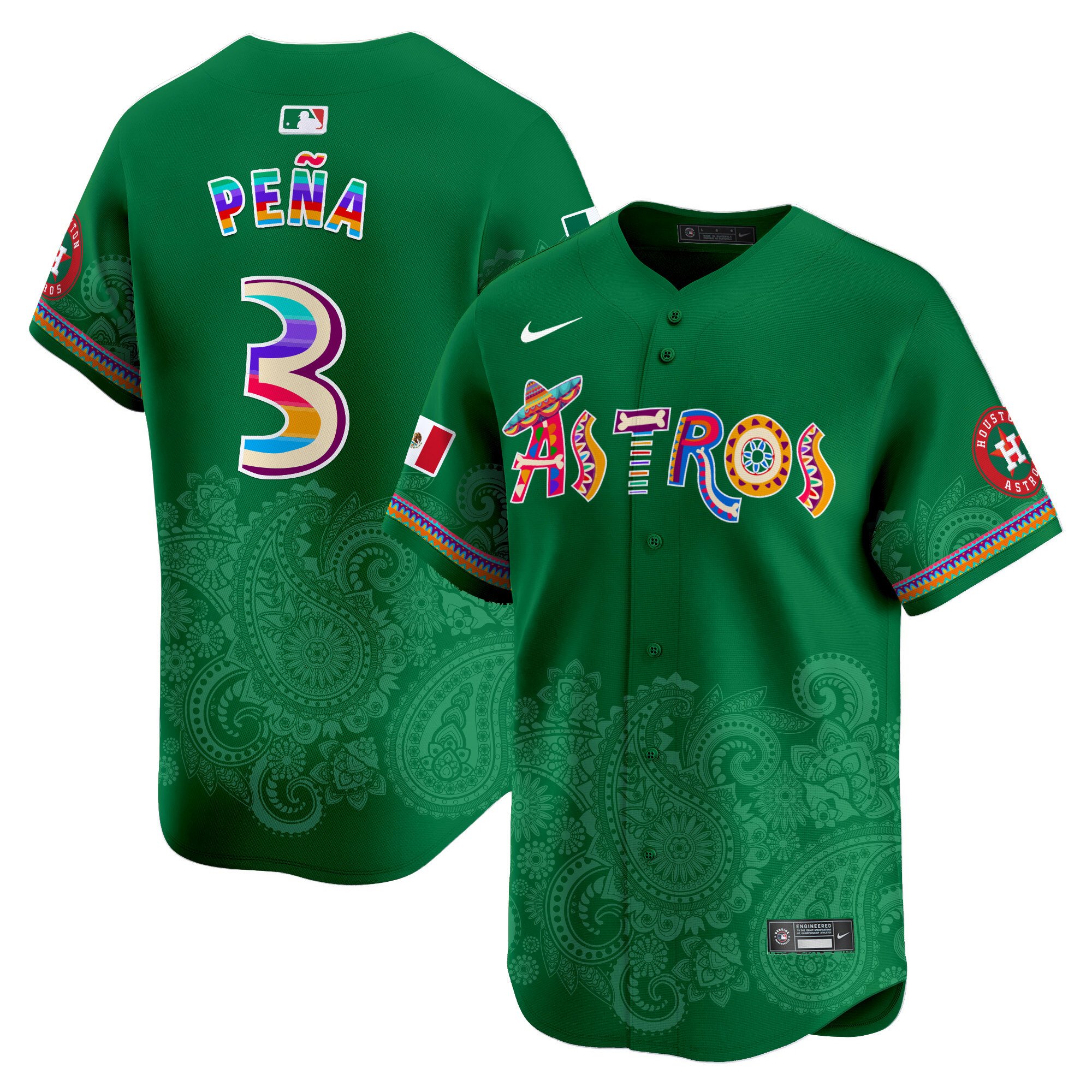 Men's Jeremy Pena Houston Astros Paisley Mexico Vapor Premier Limited Green Jersey - Printed