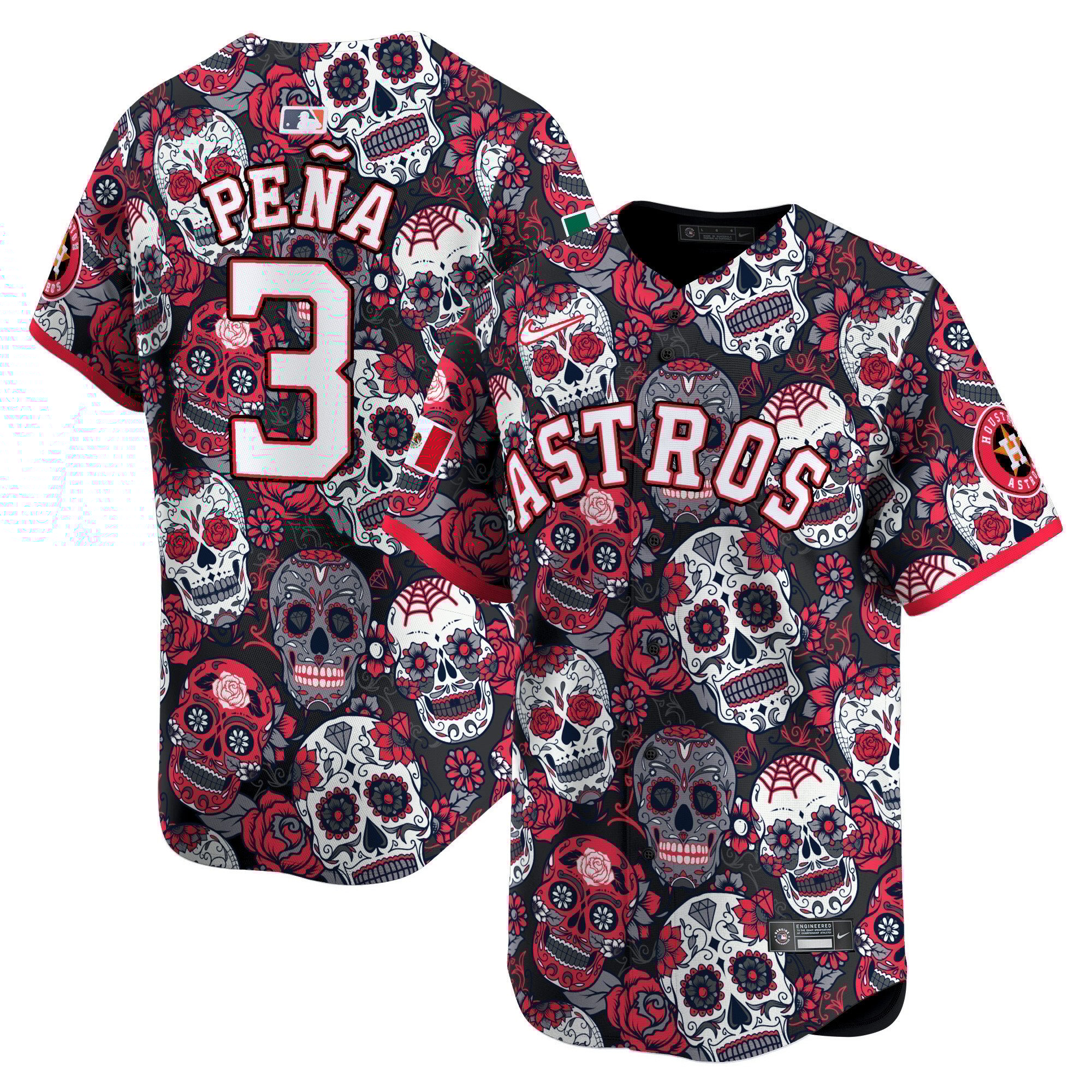 Men's Jeremy Pena Houston Astros Sugar Skull Mexico Vapor Premier Limited Red Jersey - Printed