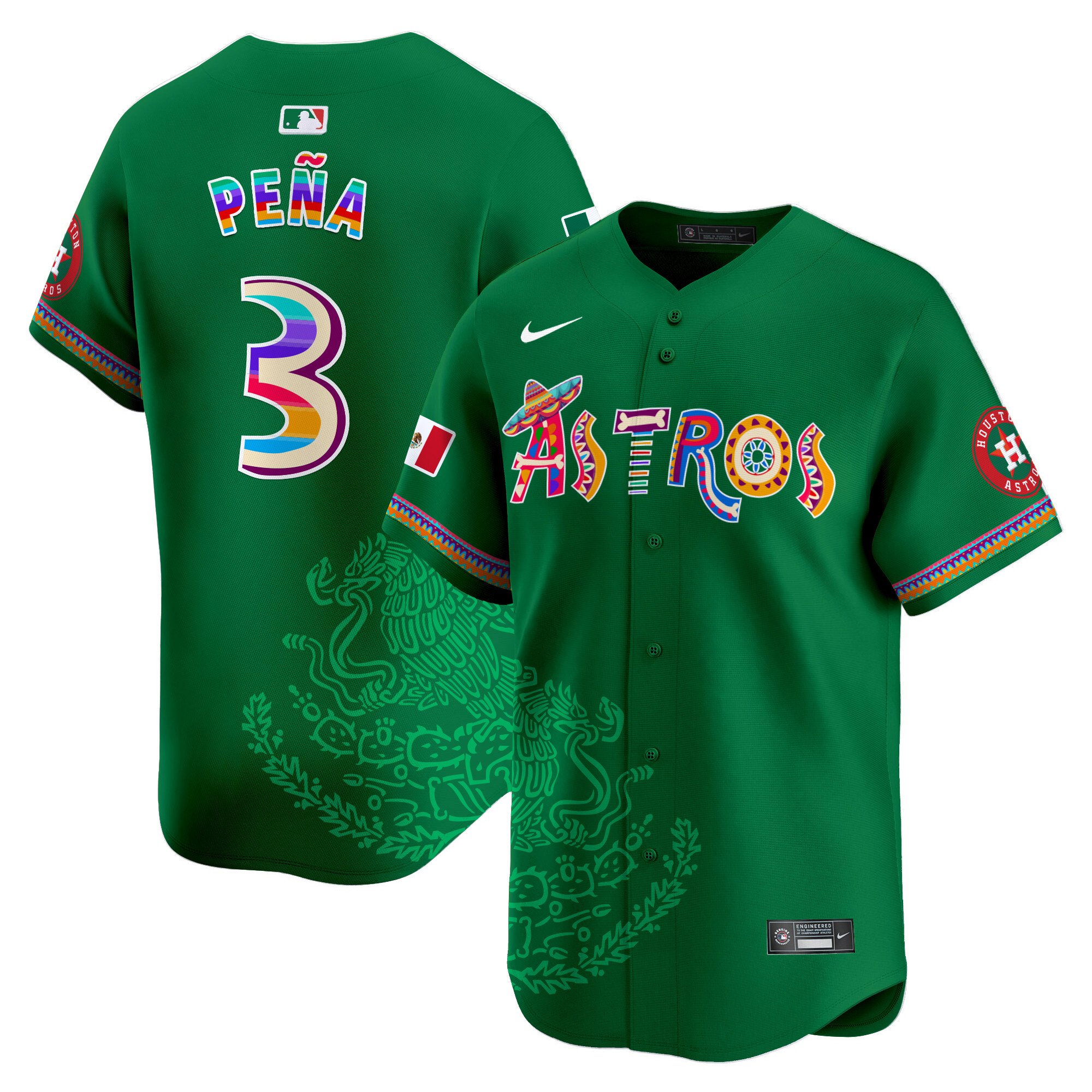 Men's Jeremy Pena Houston Astros Viva Mexico Heritage Vapor Premier Limited Green Jersey - Printed