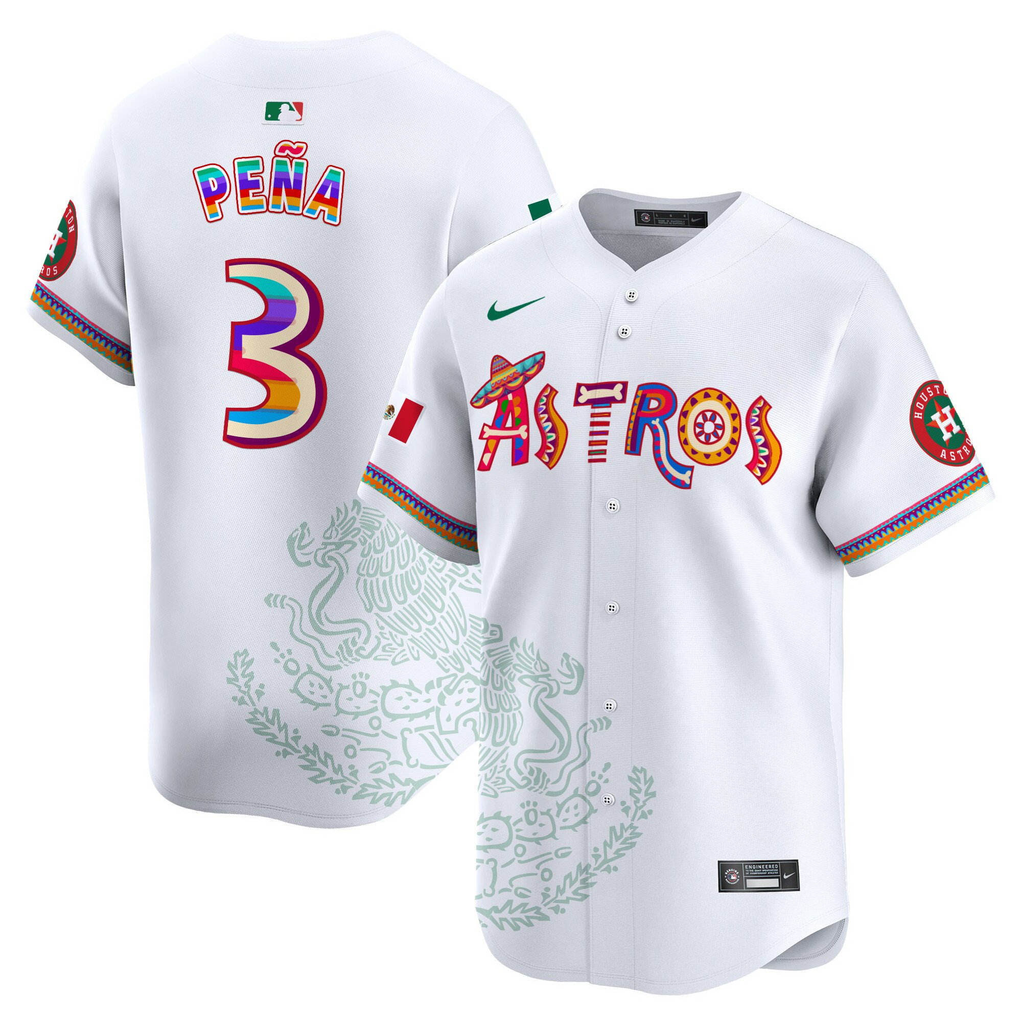 Men's Jeremy Pena Houston Astros Viva Mexico Heritage Vapor Premier Limited White Jersey - Printed
