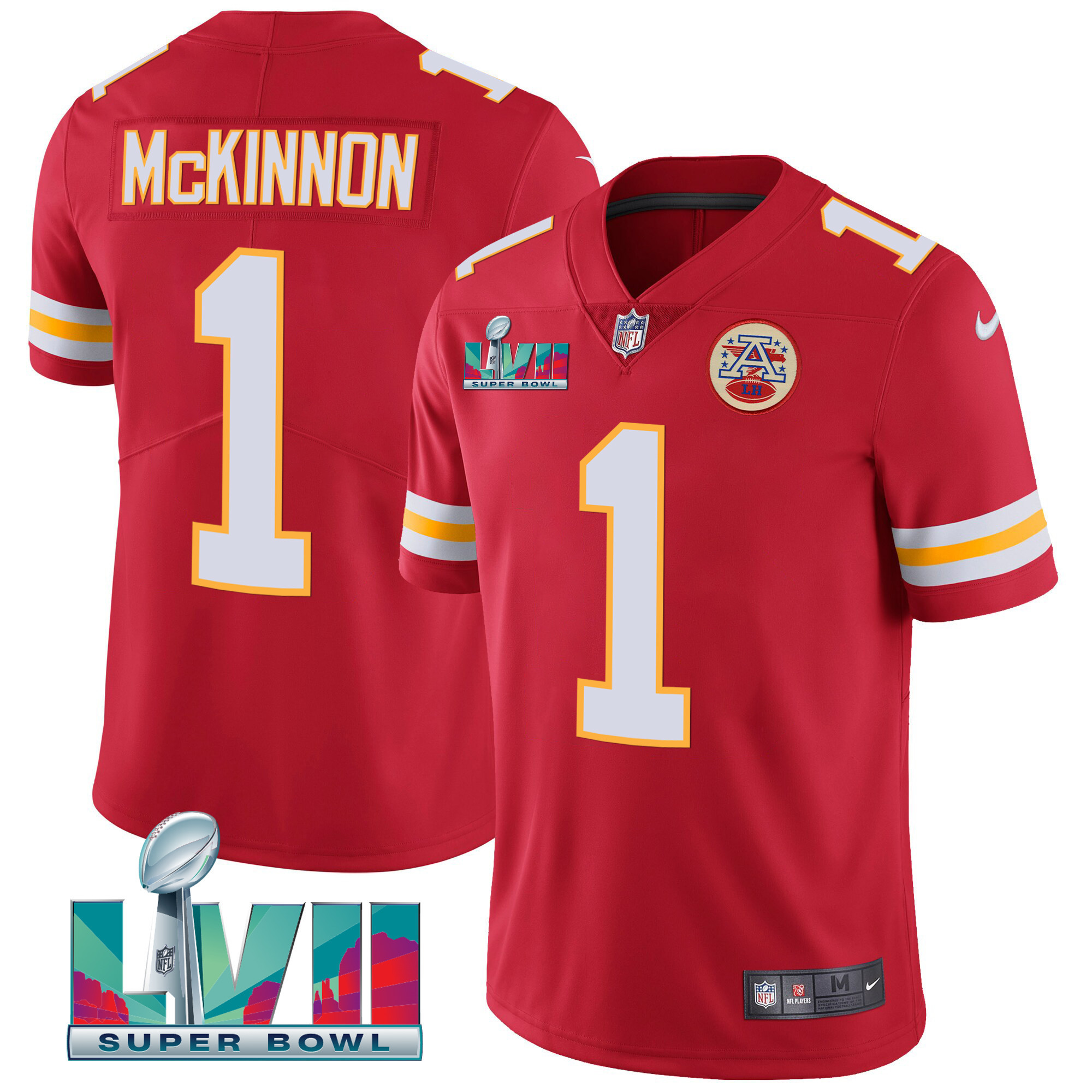 Men's Jerick McKinnon Kansas City Chiefs Super Bowl LVII Red Gold Vapor Red Jersey V2 - All Stitched