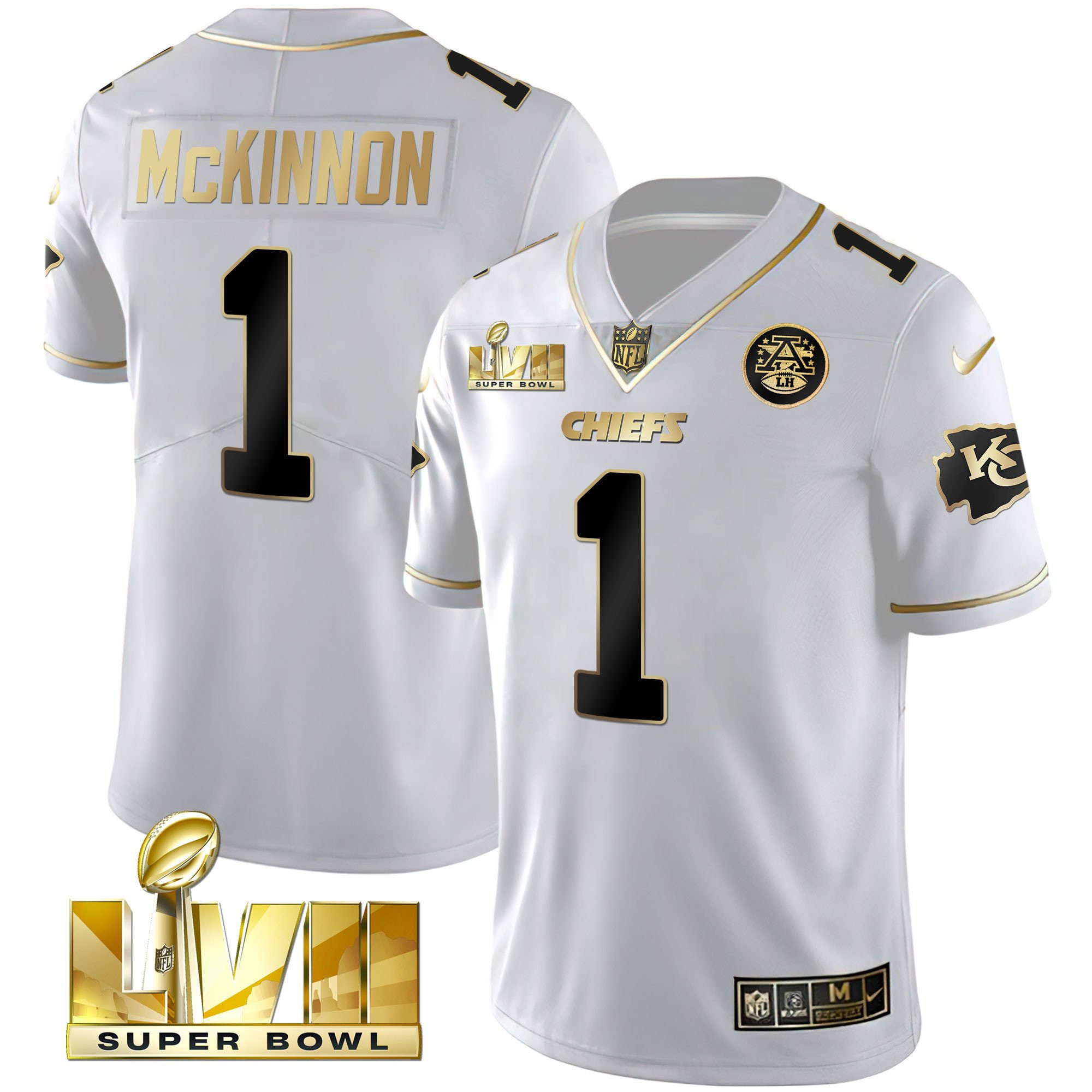 Men's Jerick McKinnon Kansas City Chiefs Super Bowl Vapor Gold White Gold Jersey V2- All Stitched