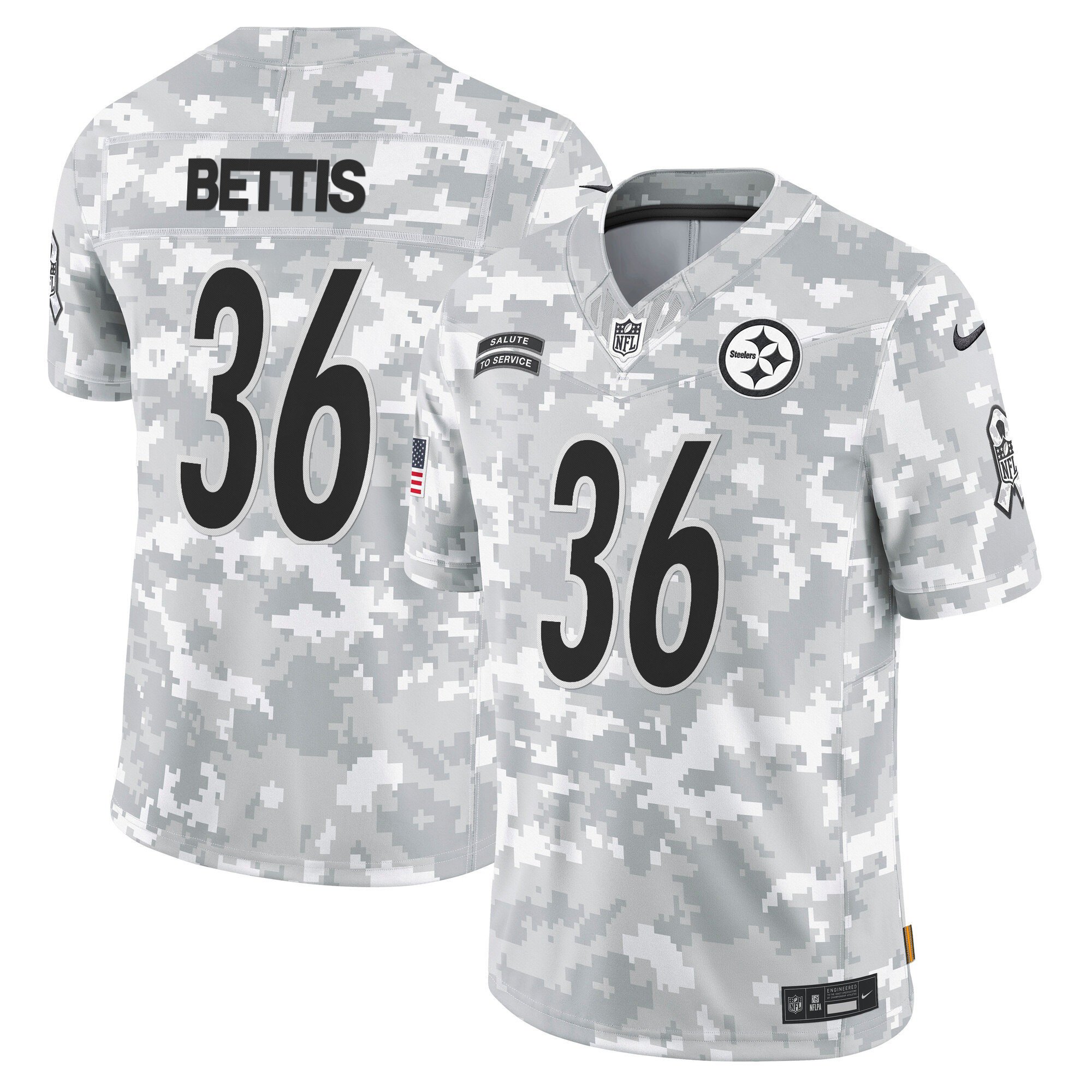 Men's Jerome Bettis Pittsburgh Steelers 2024 Salute to Service Vapor Limited Jersey - Arctic Camo - All Stitched