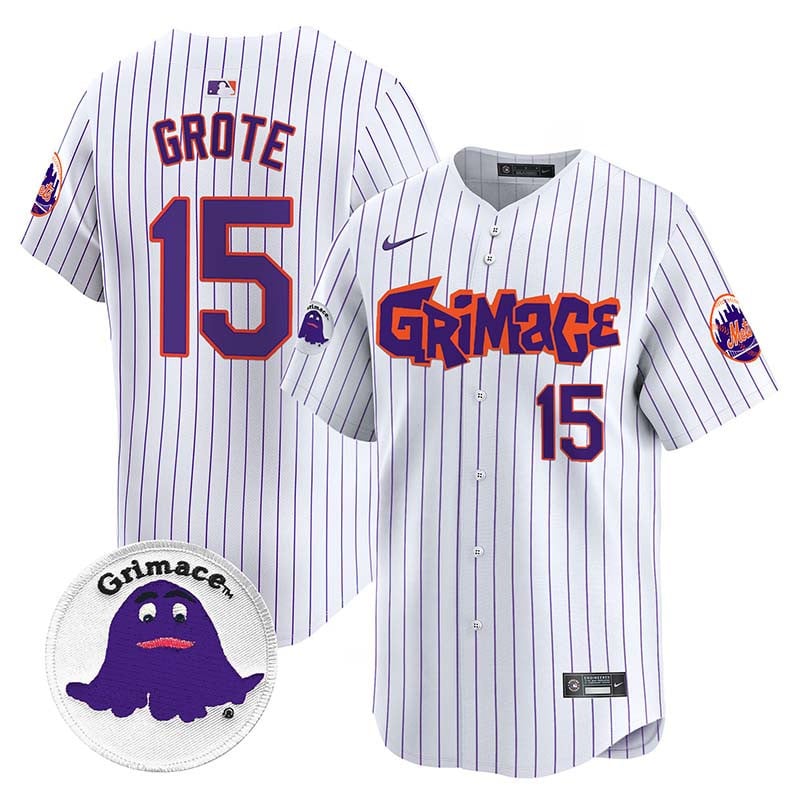Men's Jerry Grote New York Mets Grimace Vapor Premier Limited Pinstripe Jersey V2 - All Stitched