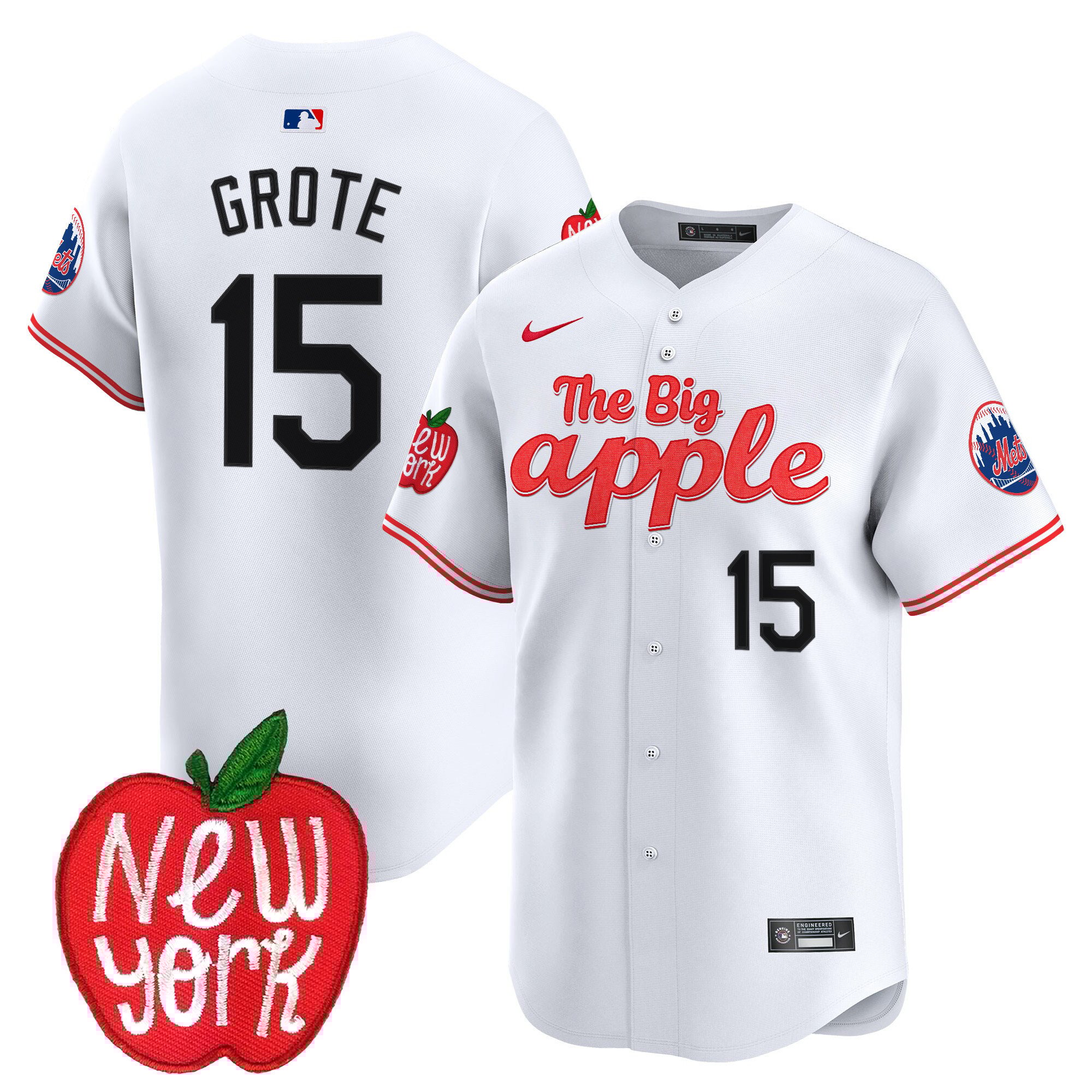 Men's Jerry Grote New York Mets The Big Apple Vapor Premier Limited White Jersey - All Stitched