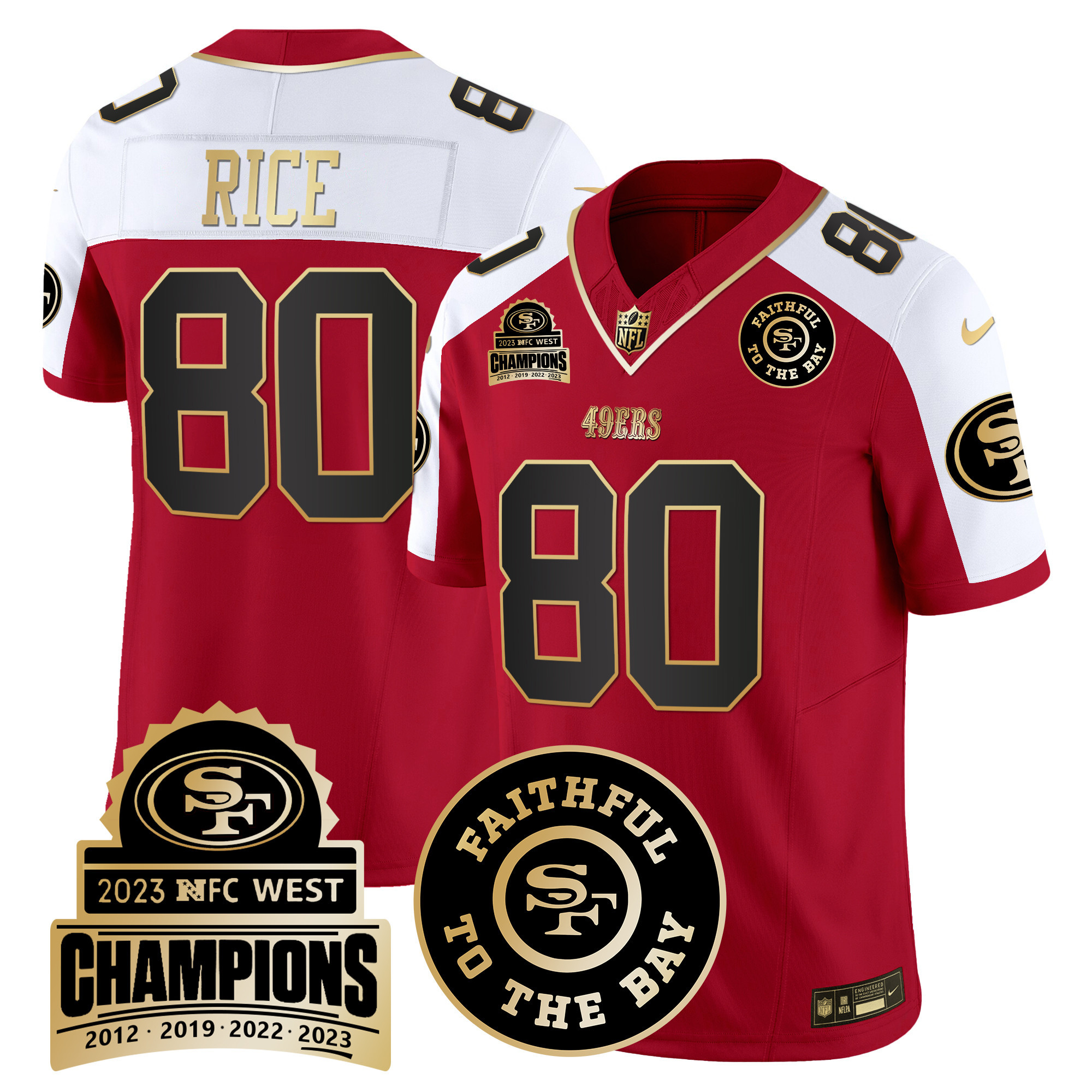 Men's Jerry Rice San Francisco 49ers 2023 NFC West Champions Patch Vapor Alternate Jersey V3 - All Stitched