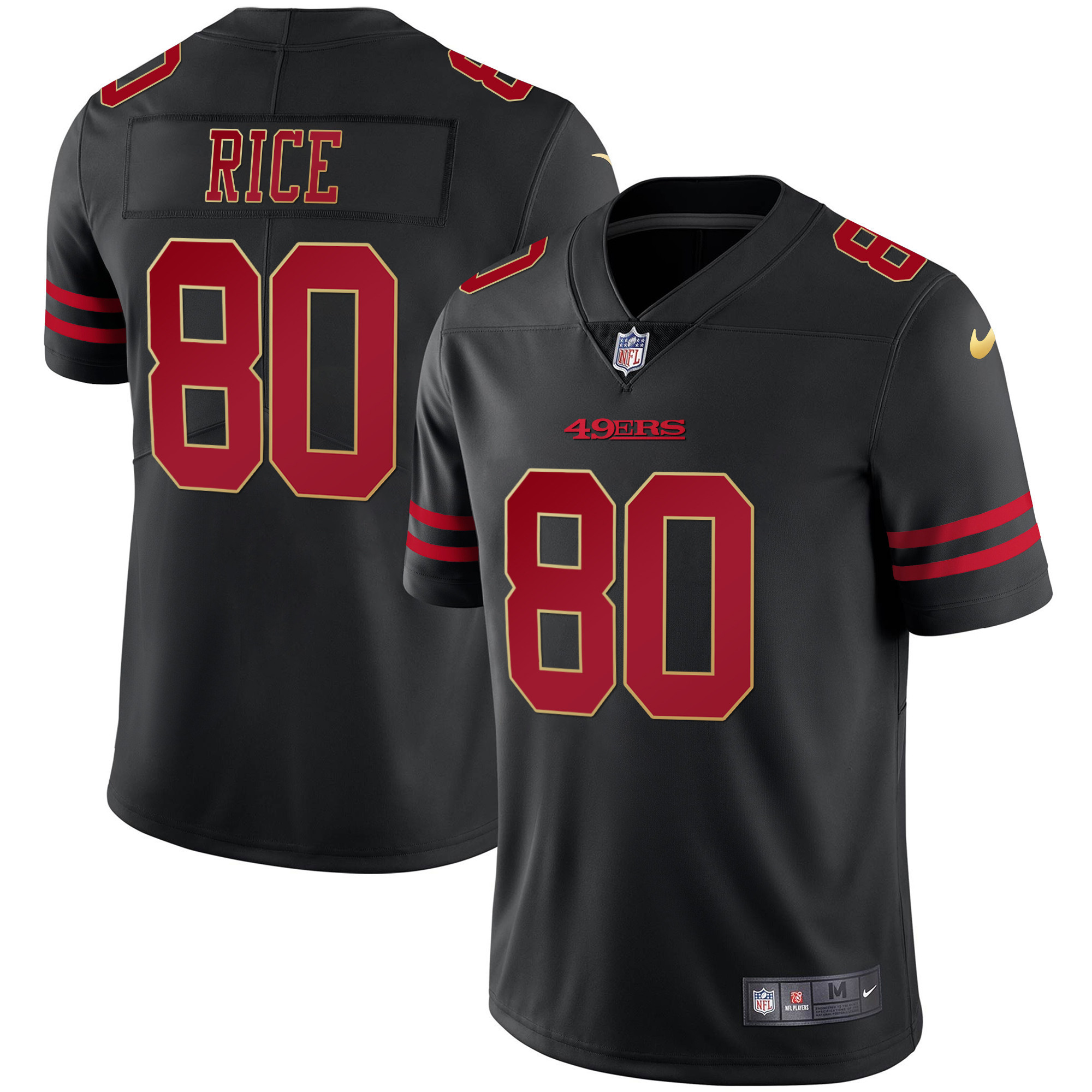 Men's Jerry Rice San Francisco 49ers Black Gold Vapor Player Jersey - All Stitched