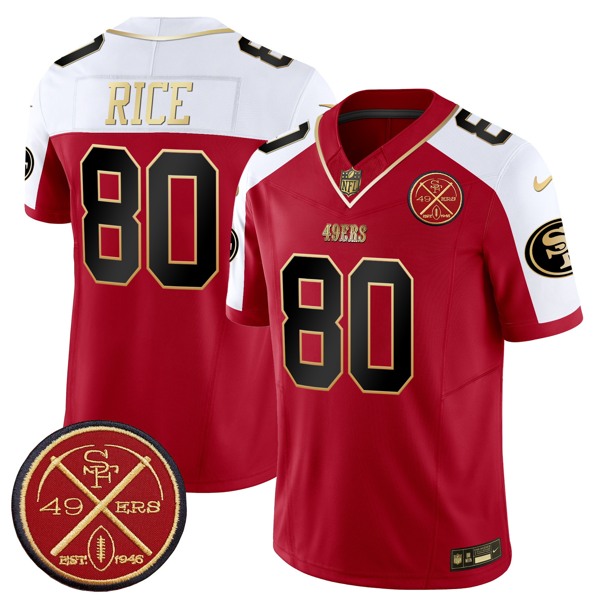 Men's Jerry Rice San Francisco 49ers Est.1946 Patch Vapor Limited Alternate Jersey - All Stitched