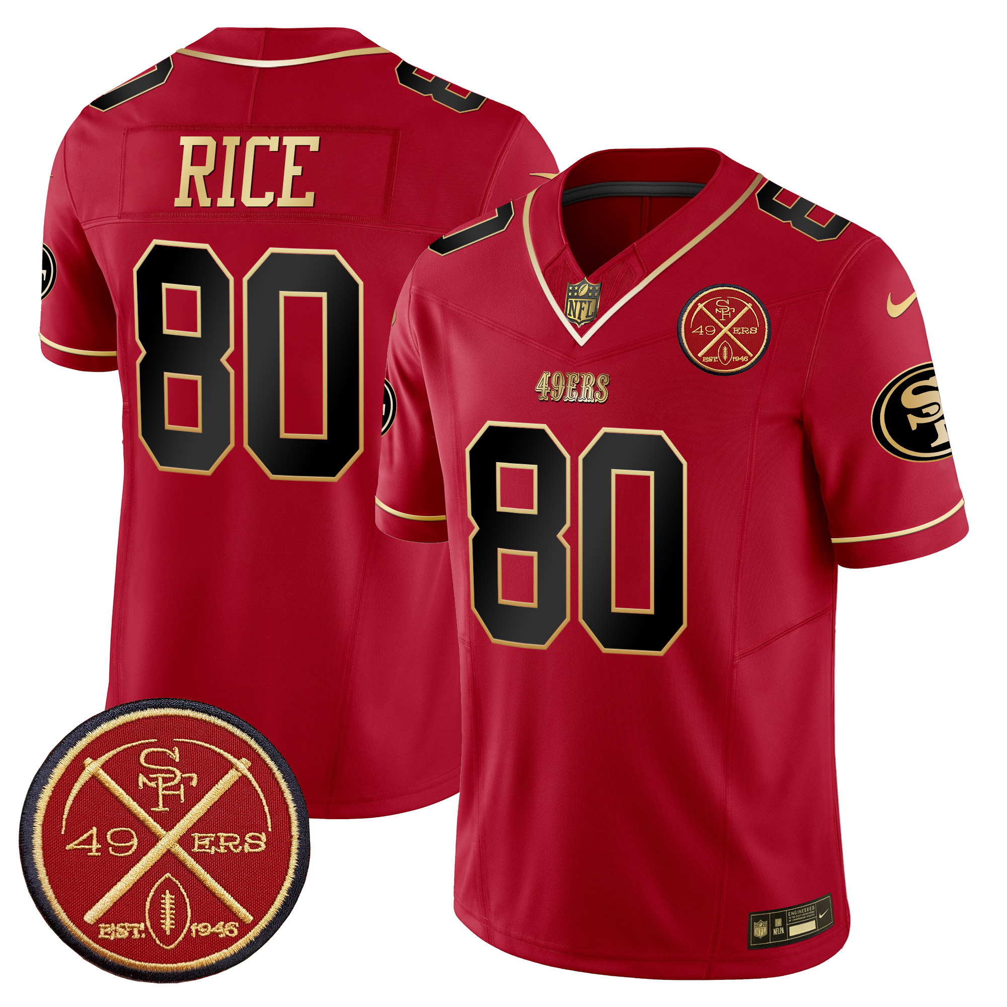 Men's Jerry Rice San Francisco 49ers Est.1946 Patch Vapor Limited Scarlet Limited Jersey - All Stitched