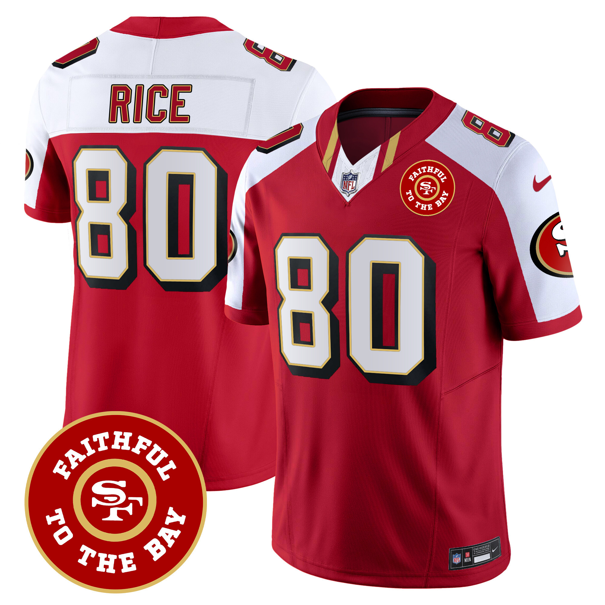 Men's Jerry Rice San Francisco 49ers Faithful To The Bay Patch Vapor Limited Alternate Jersey V9 - All Stitched
