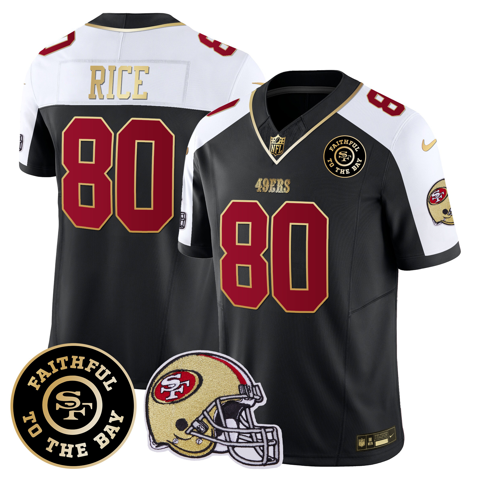 Men's Jerry Rice San Francisco 49ers Faithful To The Bay Patch Vapor Limited Black Alternate Jersey V5 - All Stitched