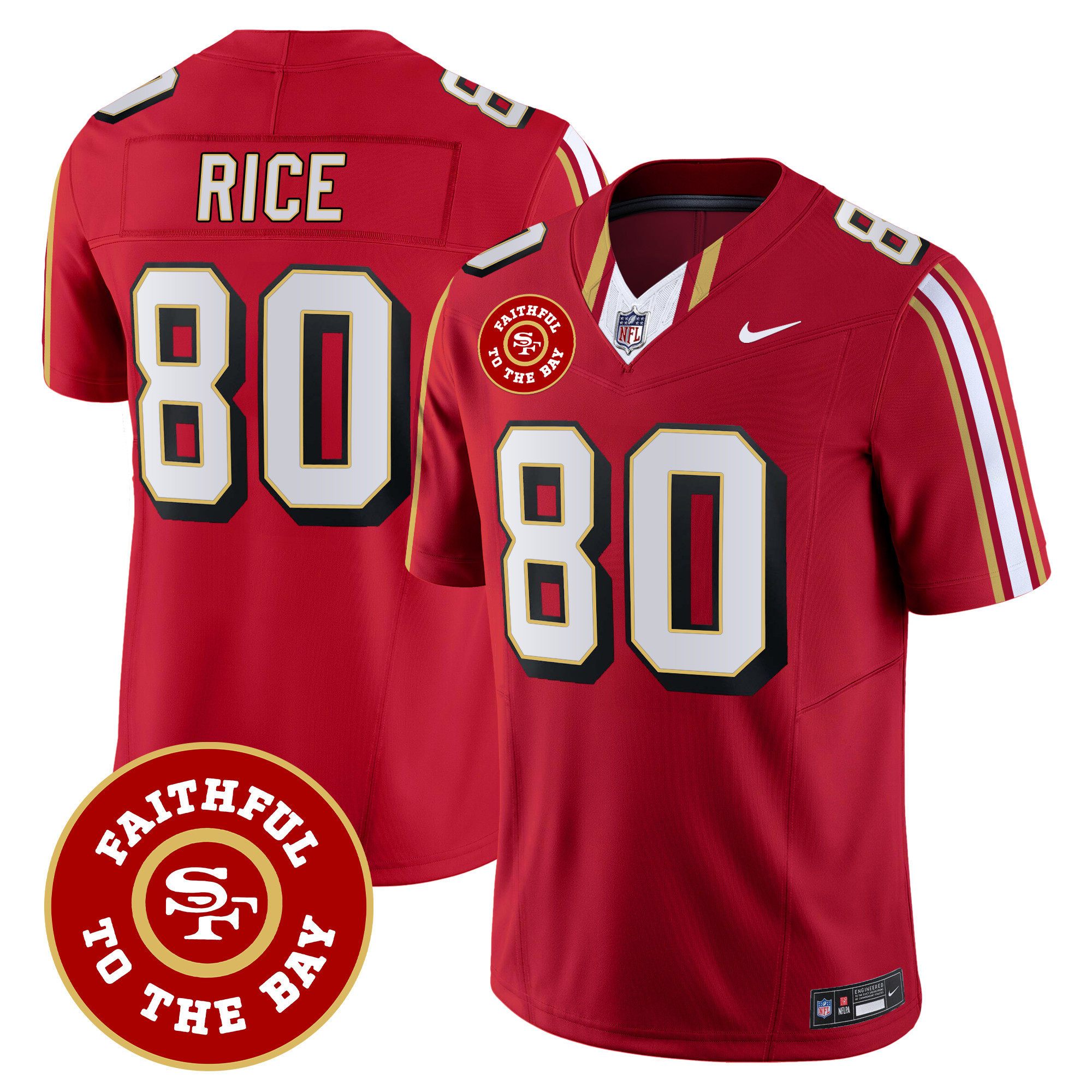 Men's Jerry Rice San Francisco 49ers Faithful To The Bay Patch Vapor Limited Red Jersey V9 - All Stitched