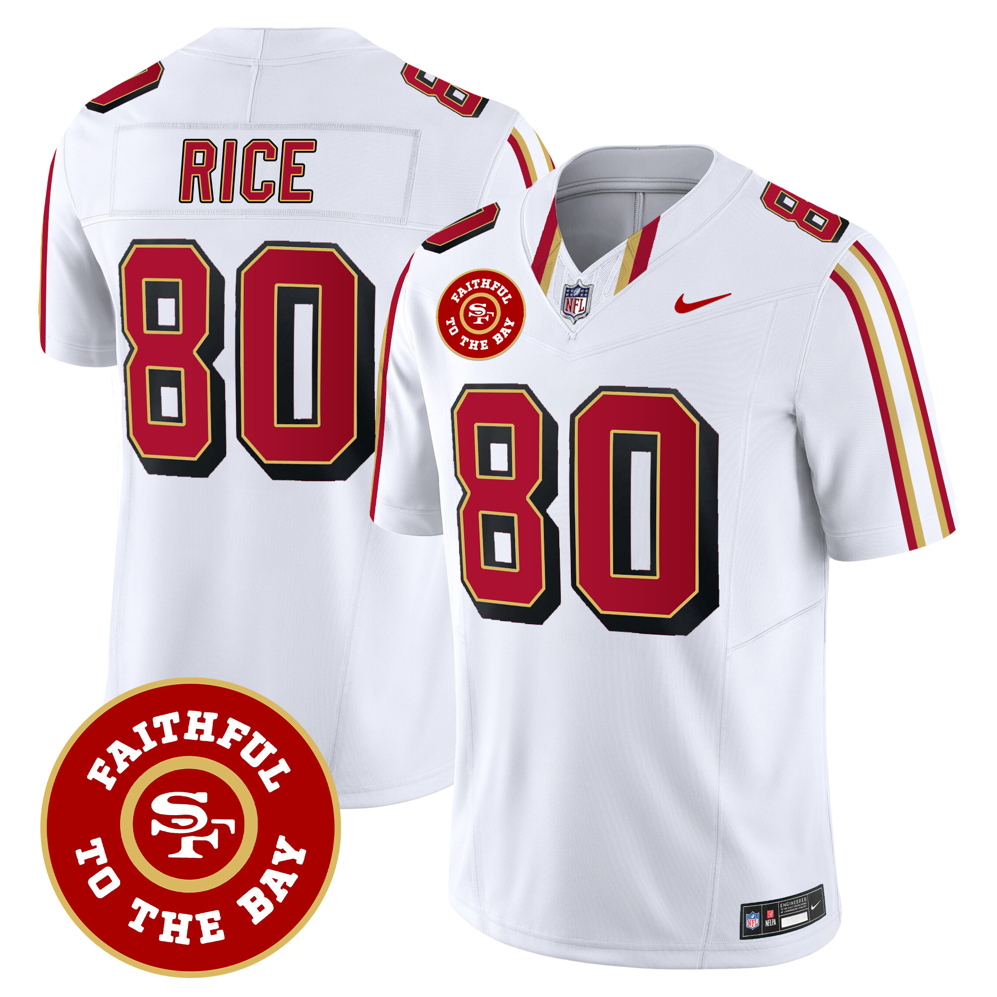 Men's Jerry Rice San Francisco 49ers Faithful To The Bay Patch Vapor Limited White Jersey V9 - All Stitched