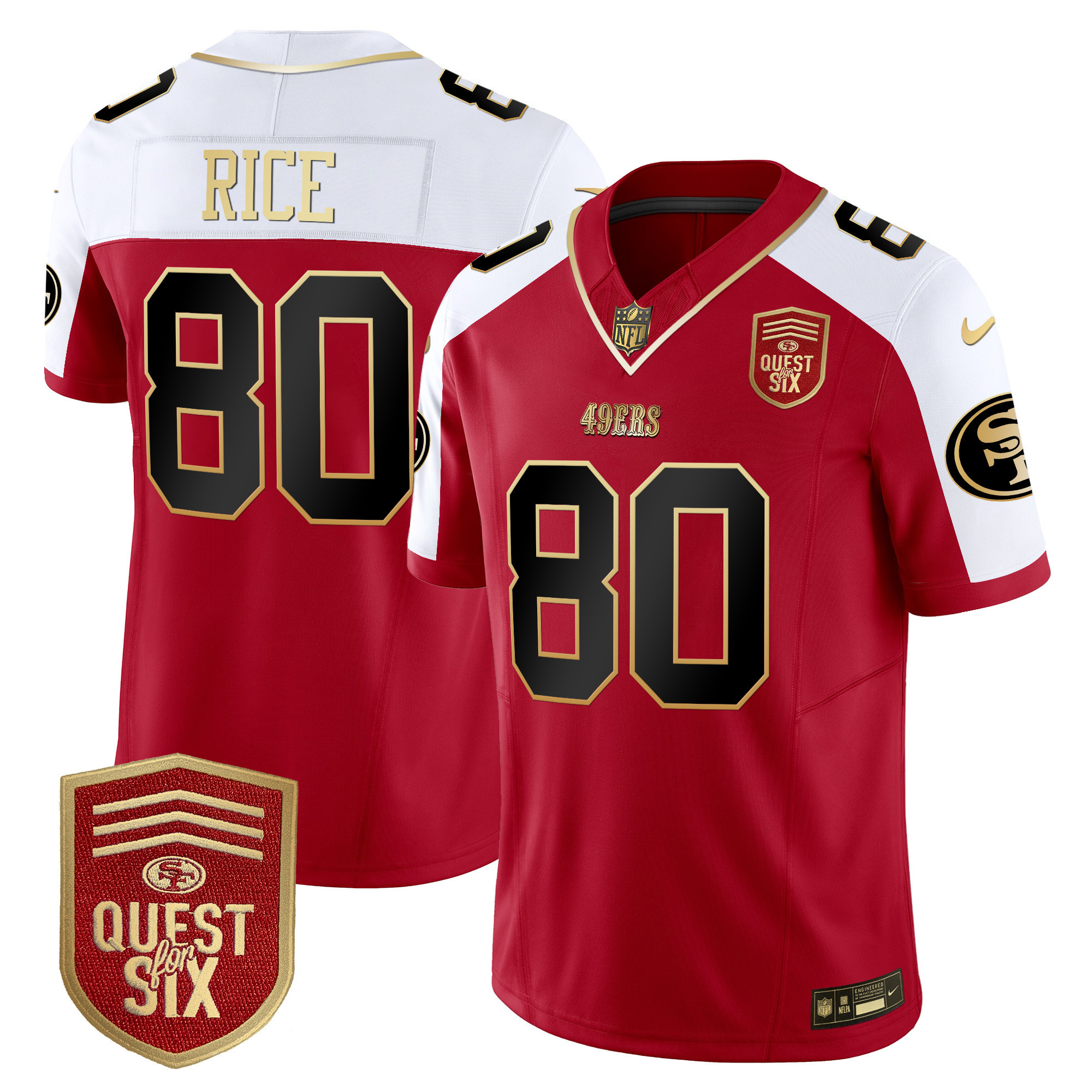 Men's Jerry Rice San Francisco 49ers Quest For Six Patch Vapor Limited Alternate Jersey - All Stitched