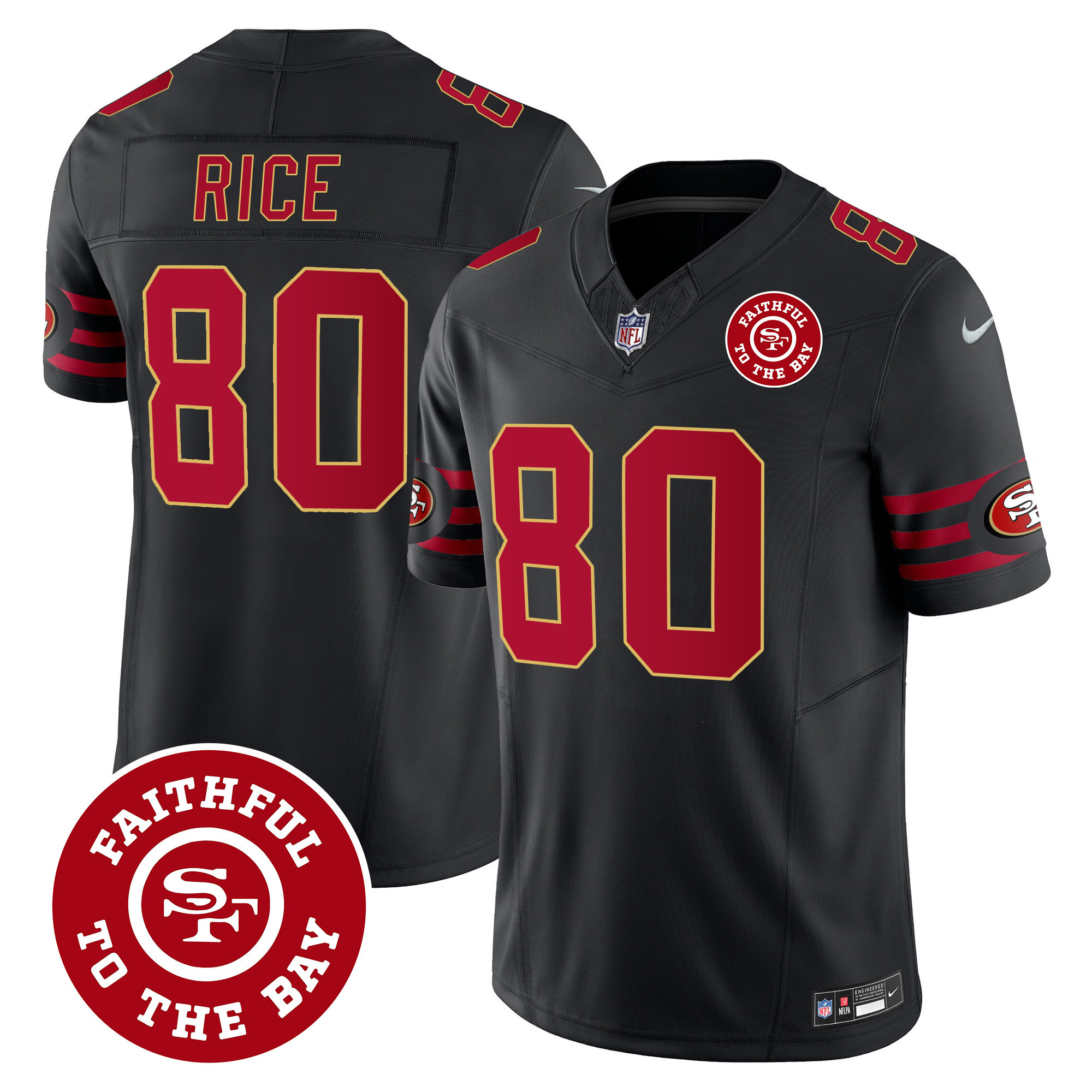 Men's Jerry Rice San Francisco 49ers Throwback Faithful To The Bay Patch Vapor Limited Black Jersey - All Stitched
