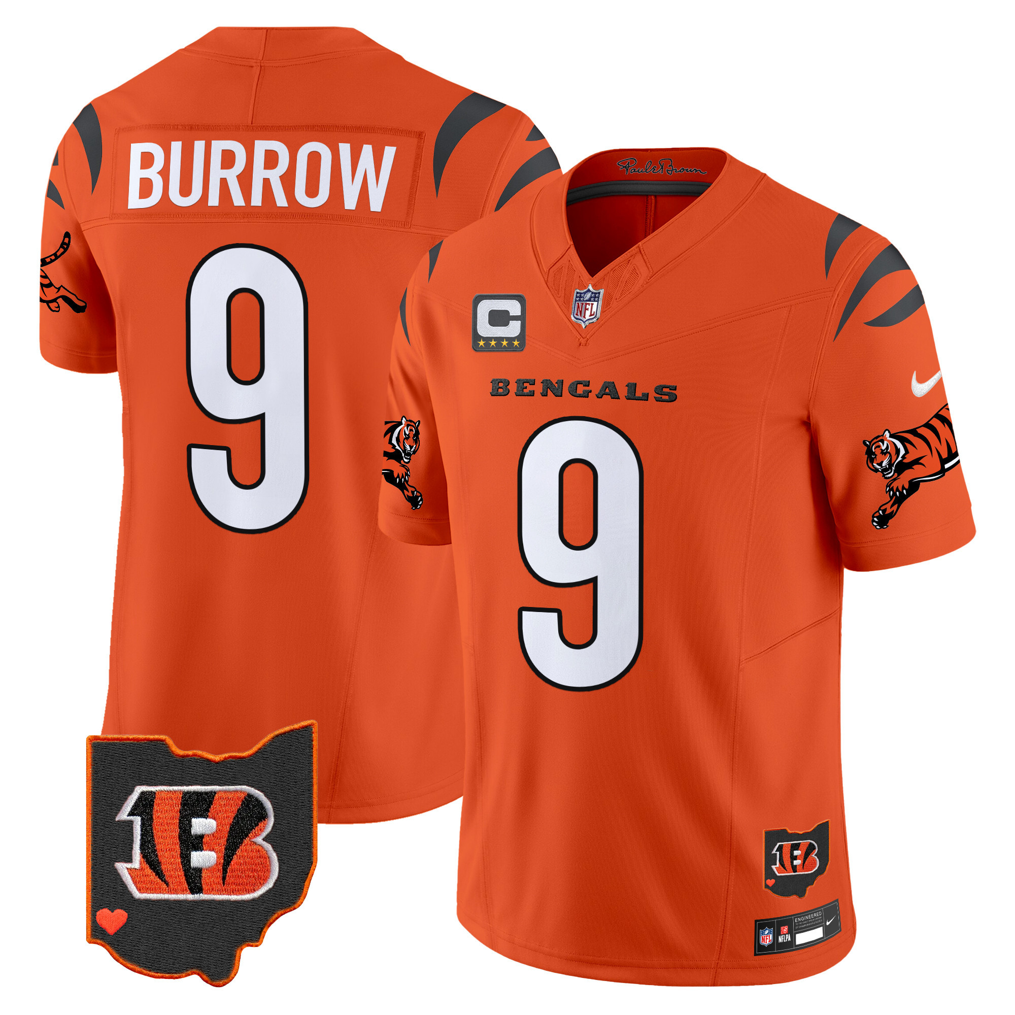 Men's Joe Burrow Cincinnati Bengals 2024 Vapor Limited Orange Jersey - All Stitched