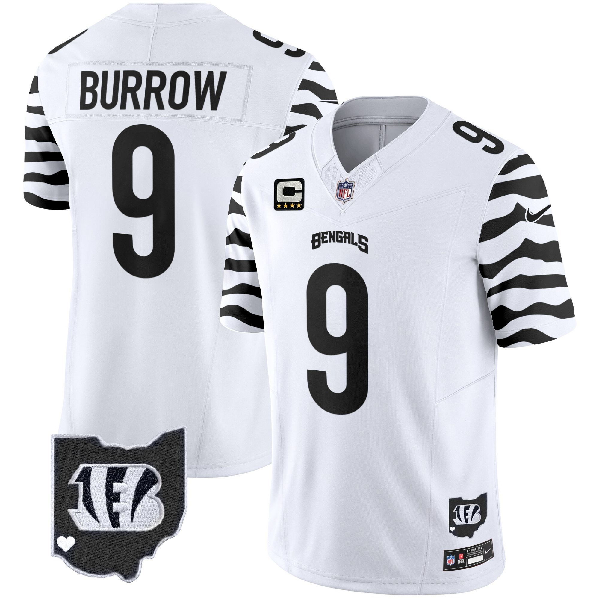 Men's Joe Burrow Cincinnati Bengals Stripes Vapor Limited White Jersey - All Stitched