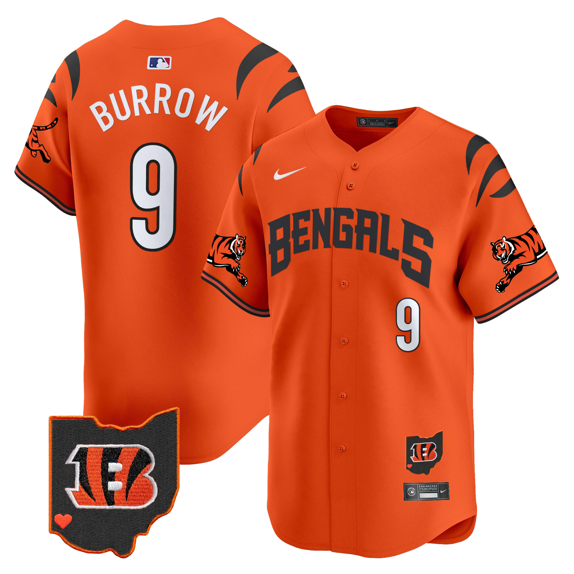 Men's Joe Burrow Cincinnati Bengals Vapor Premier Limited Orange Jersey - All Stitched