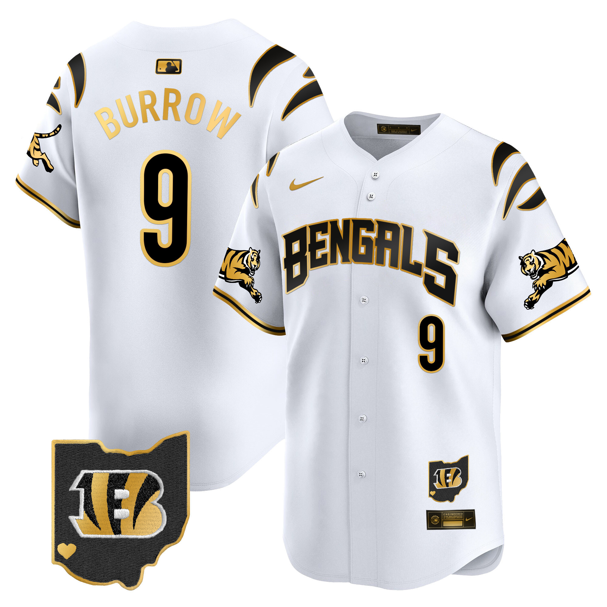 Men's Joe Burrow Cincinnati Bengals Vapor Premier Limited White Gold Jersey - All Stitched