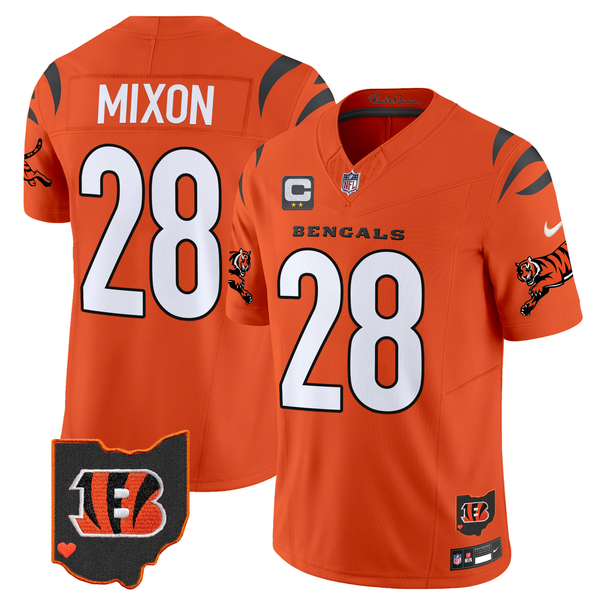 Men's Joe Mixon Cincinnati Bengals 2024 Vapor Limited Orange Jersey - All Stitched