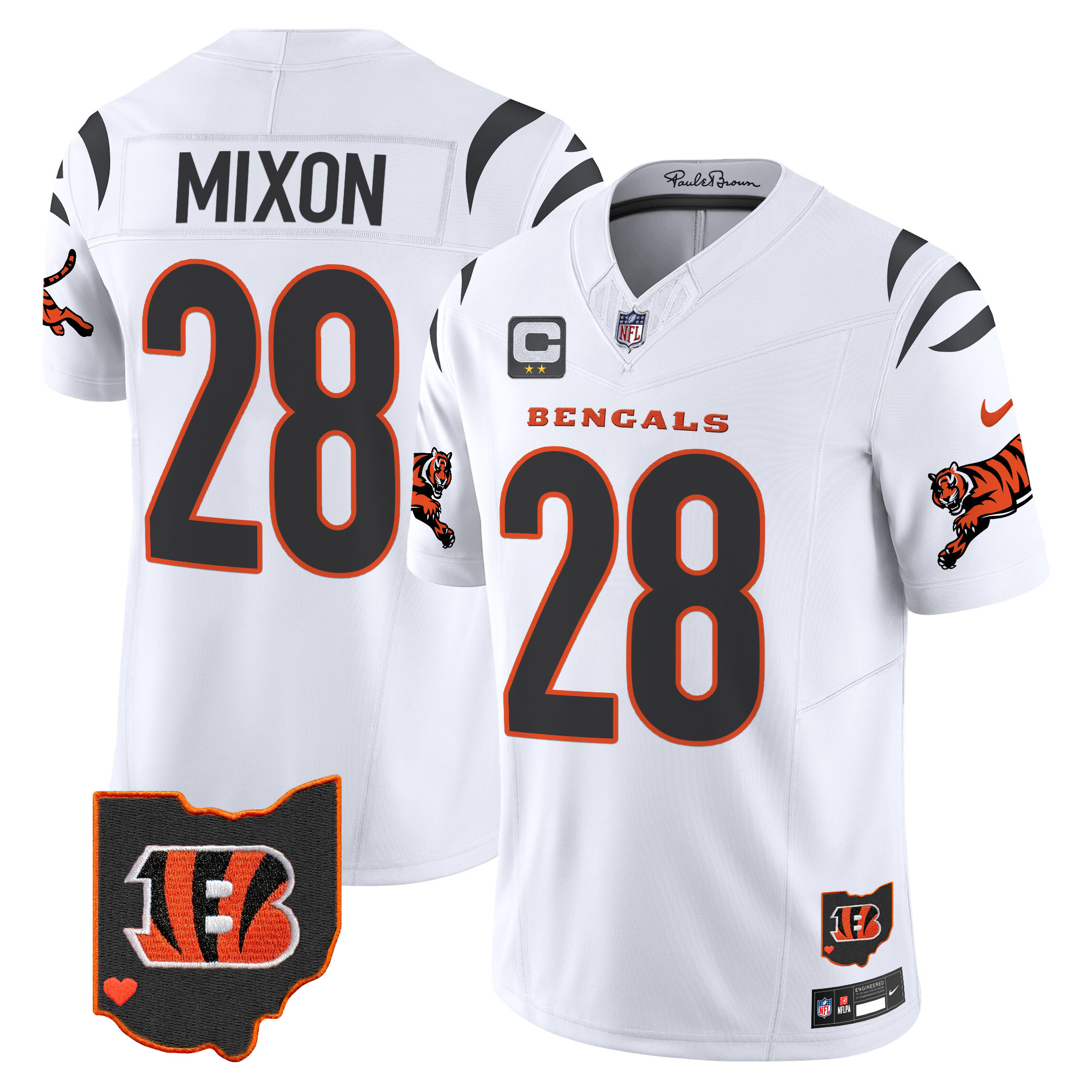 Men's Joe Mixon Cincinnati Bengals 2024 Vapor Limited White Jersey - All Stitched