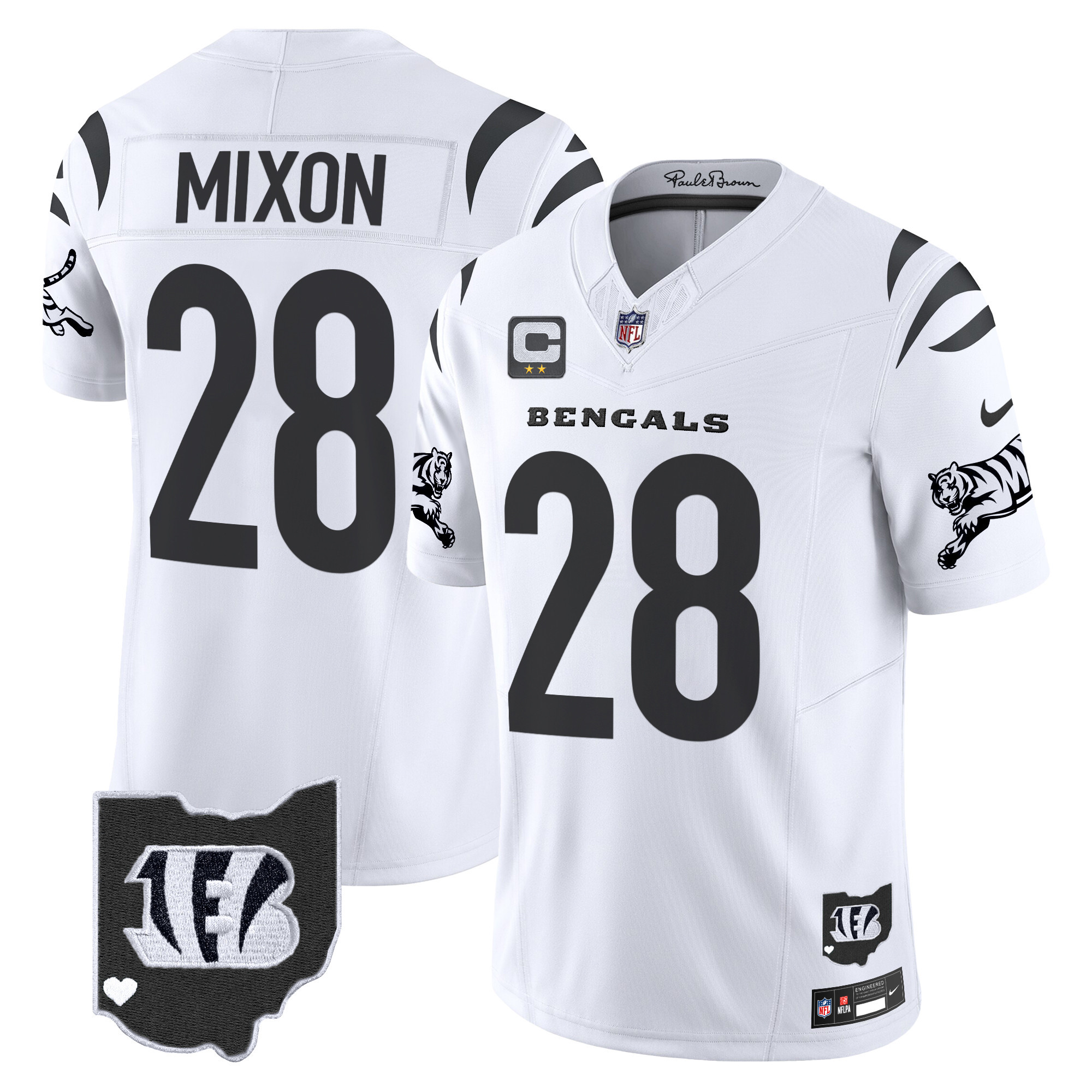 Men's Joe Mixon Cincinnati Bengals 2024 Vapor Limited White Limited Jersey - All Stitched