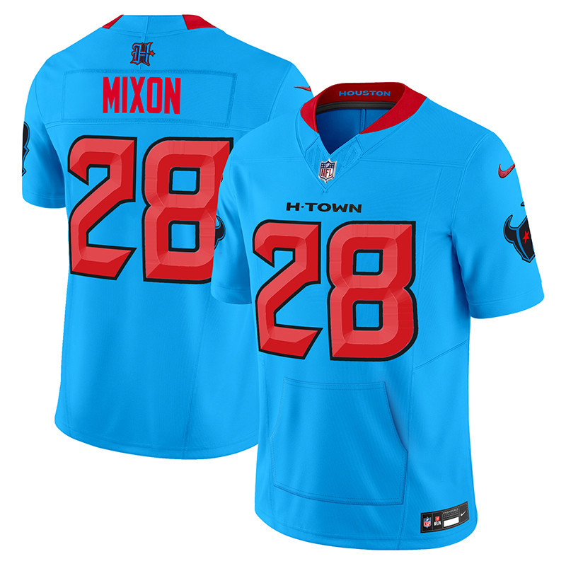 Men's Joe Mixon Houston Texans 2024 Vapor Hand Warmer Blue Jersey - All Stitched