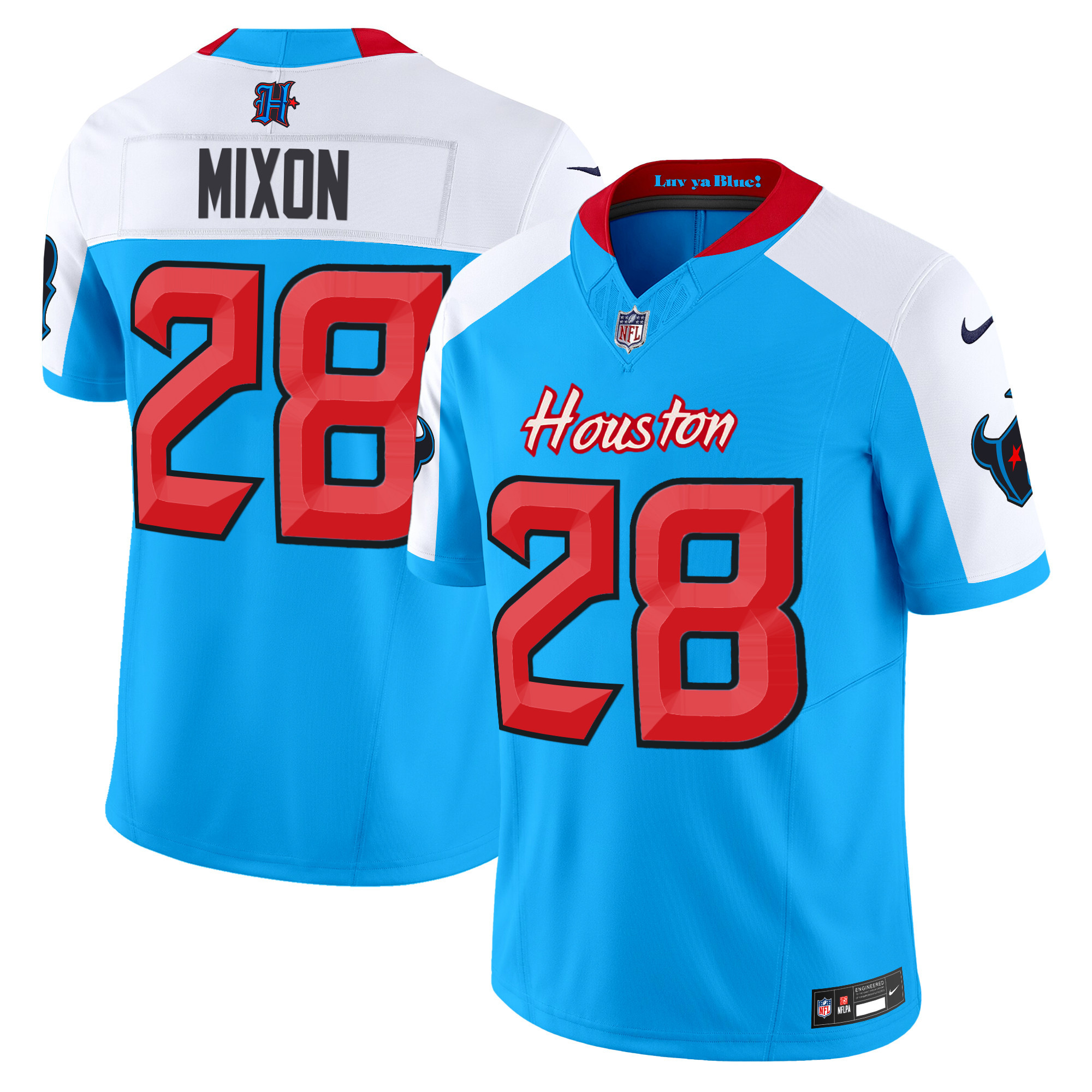 Men's Joe Mixon Houston Texans 2024 Vapor Limited Blue Alternate Jersey V4 - All Stitched