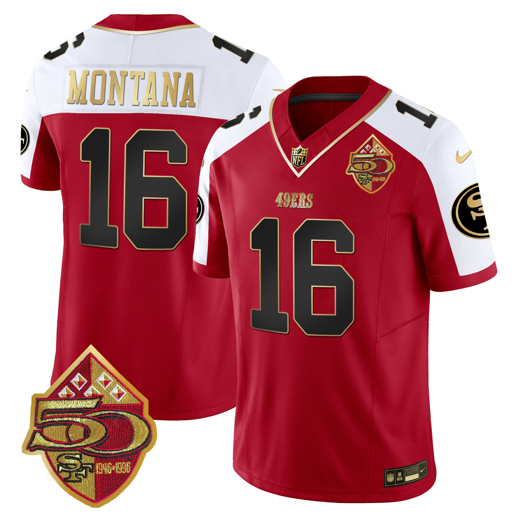 Men's Joe Montana San Francisco 49ers 50th Anniversary Patch Vapor Limited Alternate Jersey - All Stitched