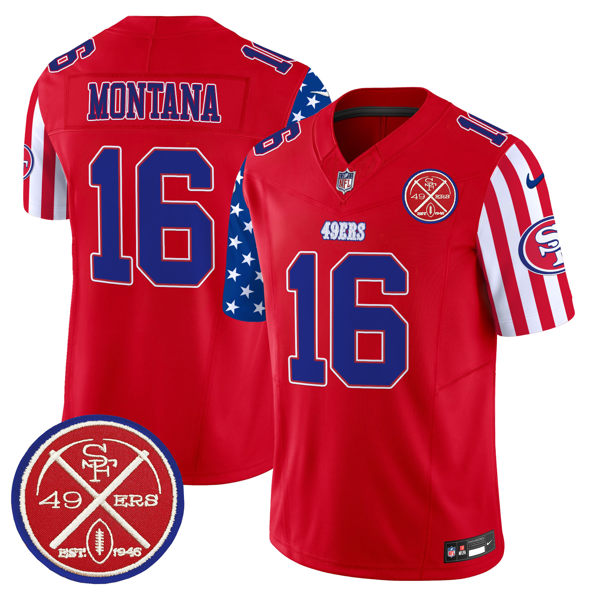 Men's Joe Montana San Francisco 49ers American Style Vapor Limited Red Jersey - All Stitched