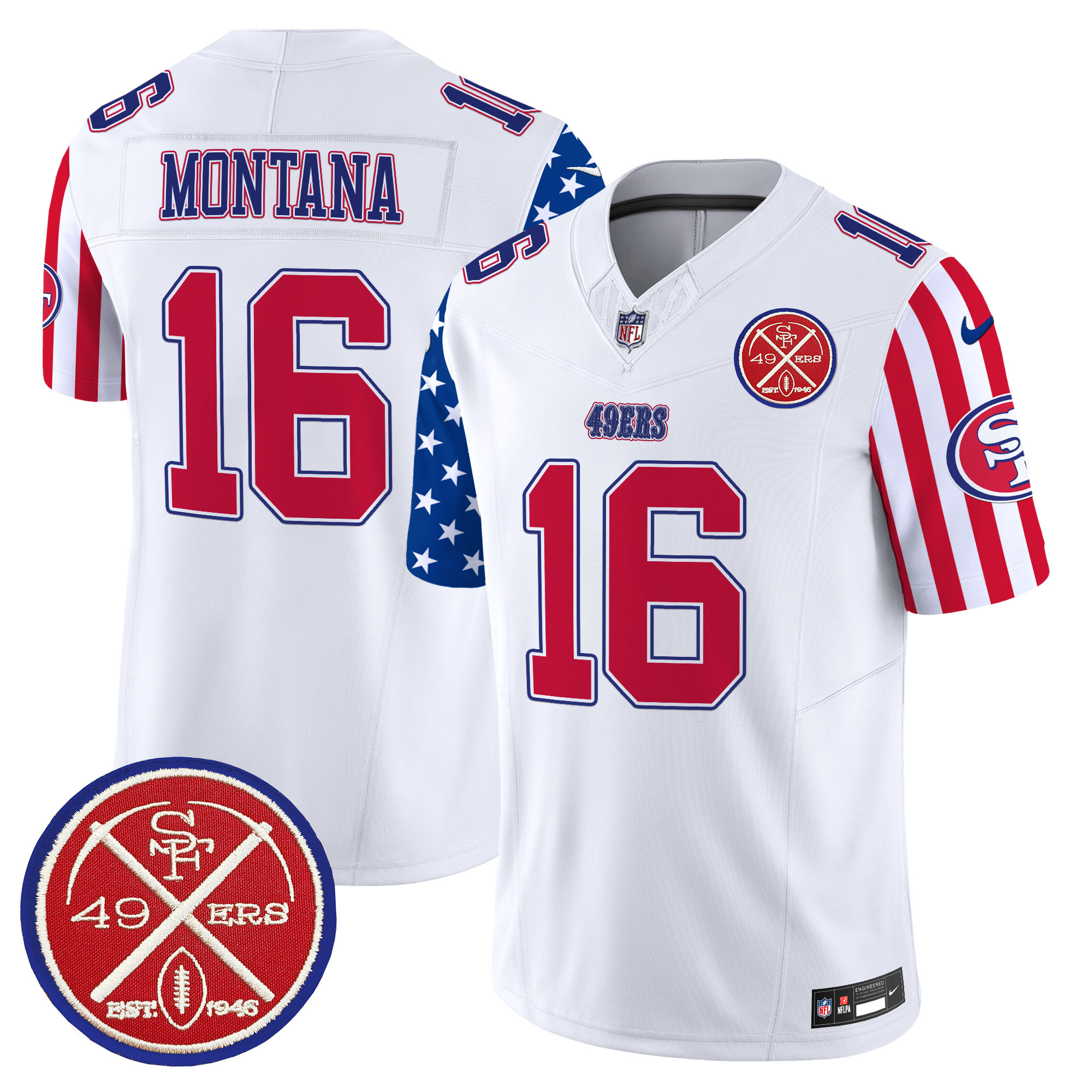 Men's Joe Montana San Francisco 49ers American Style Vapor Limited White Jersey - All Stitched