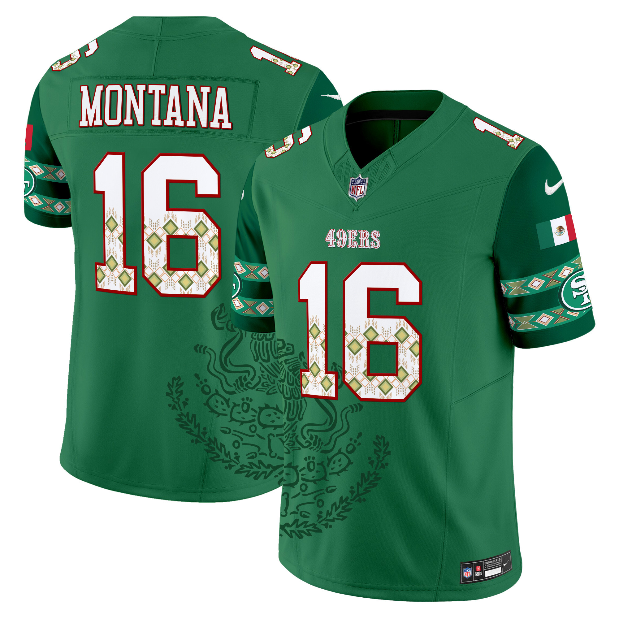 Men's Joe Montana San Francisco 49ers Mexico Vapor Limited Green Jersey - Printed