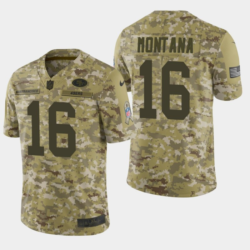 Men's Joe Montana San Francisco 49ers Salute To Service Camo Jersey - All Stitched