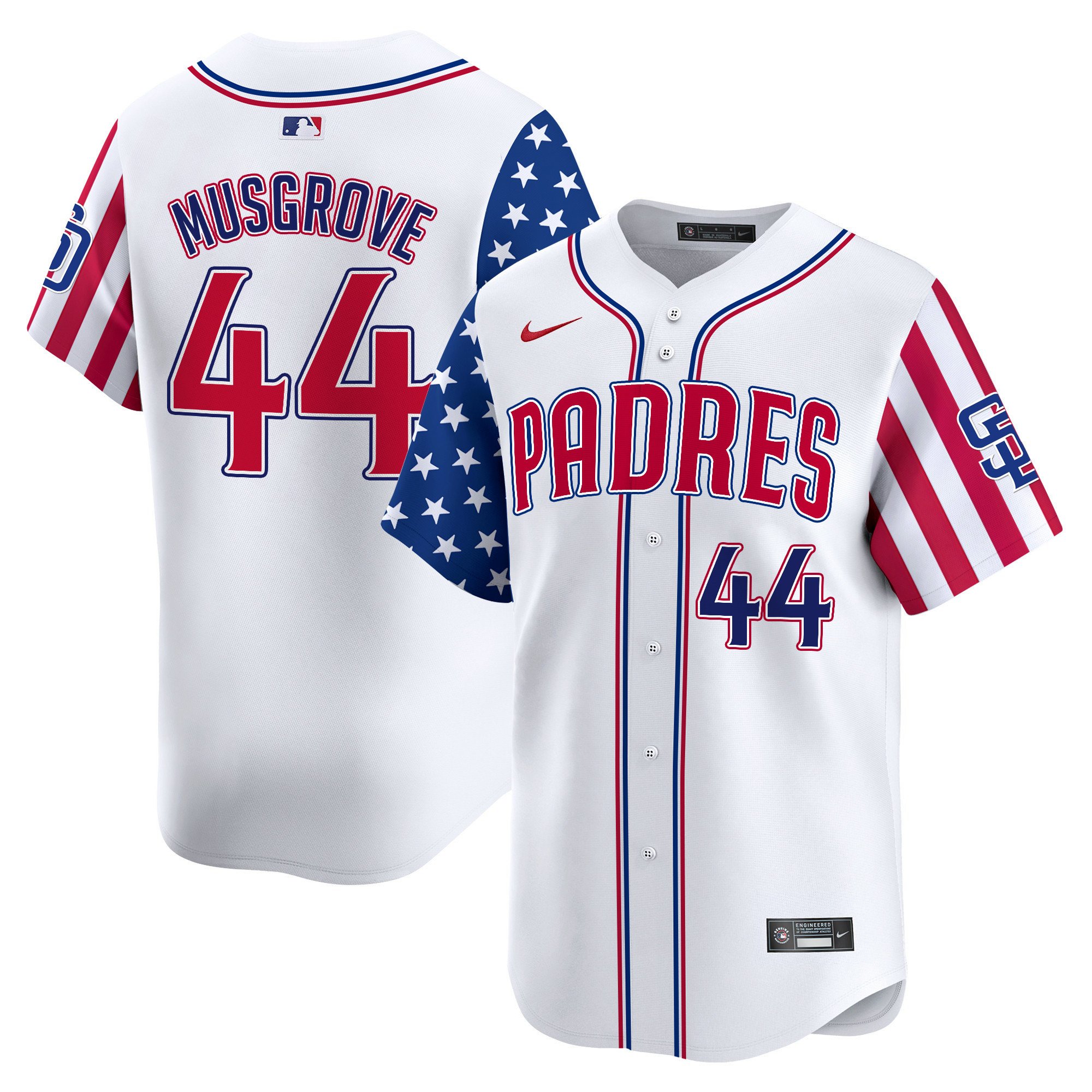 Men's Joe Musgrove San Diego Padres 2024 Independence Day Vapor Premier Limited White Jersey - All Stitched