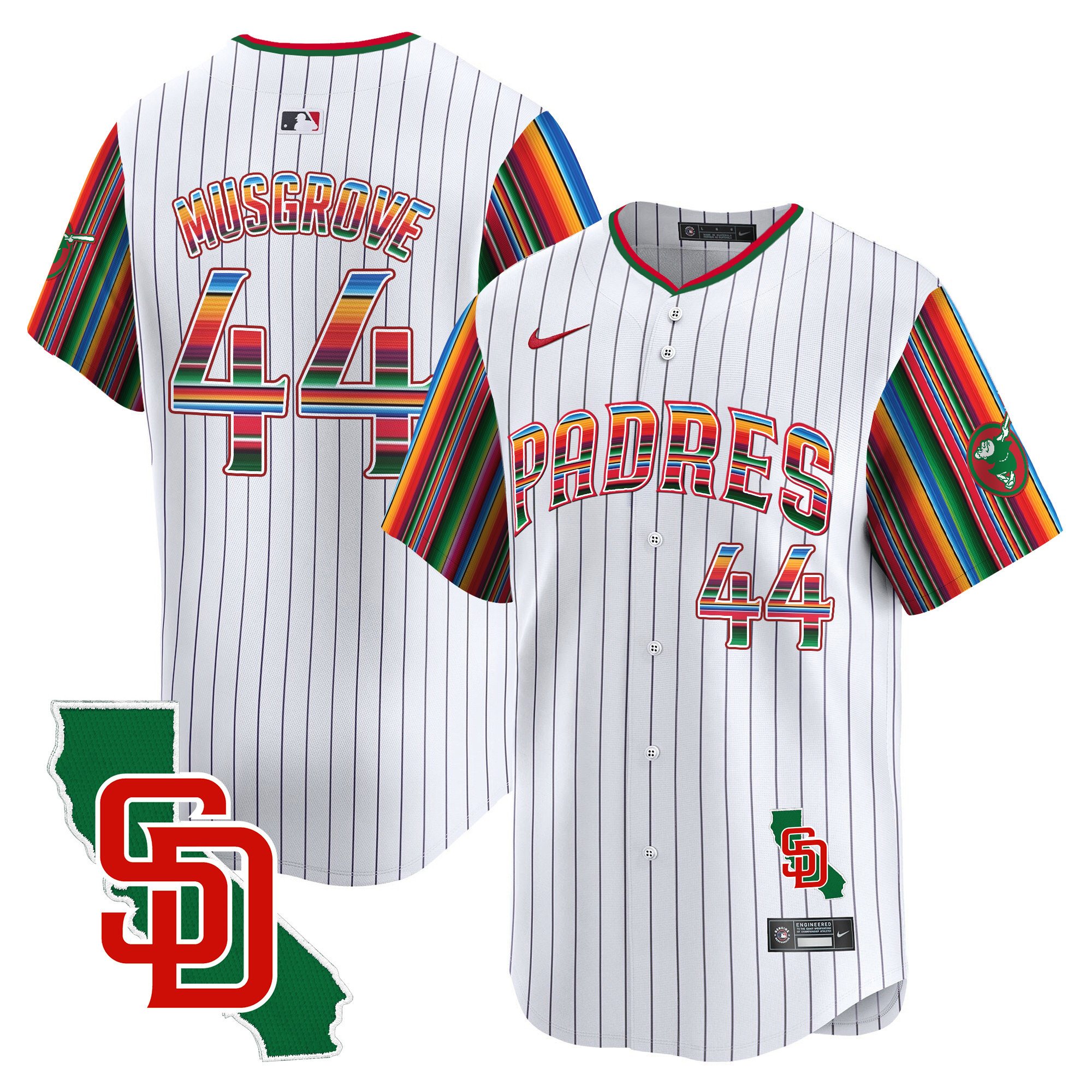 Men's Joe Musgrove San Diego Padres Mexico California Patch Vapor Premier Limited Pinstripe Jersey V6 Ã± All Stitched