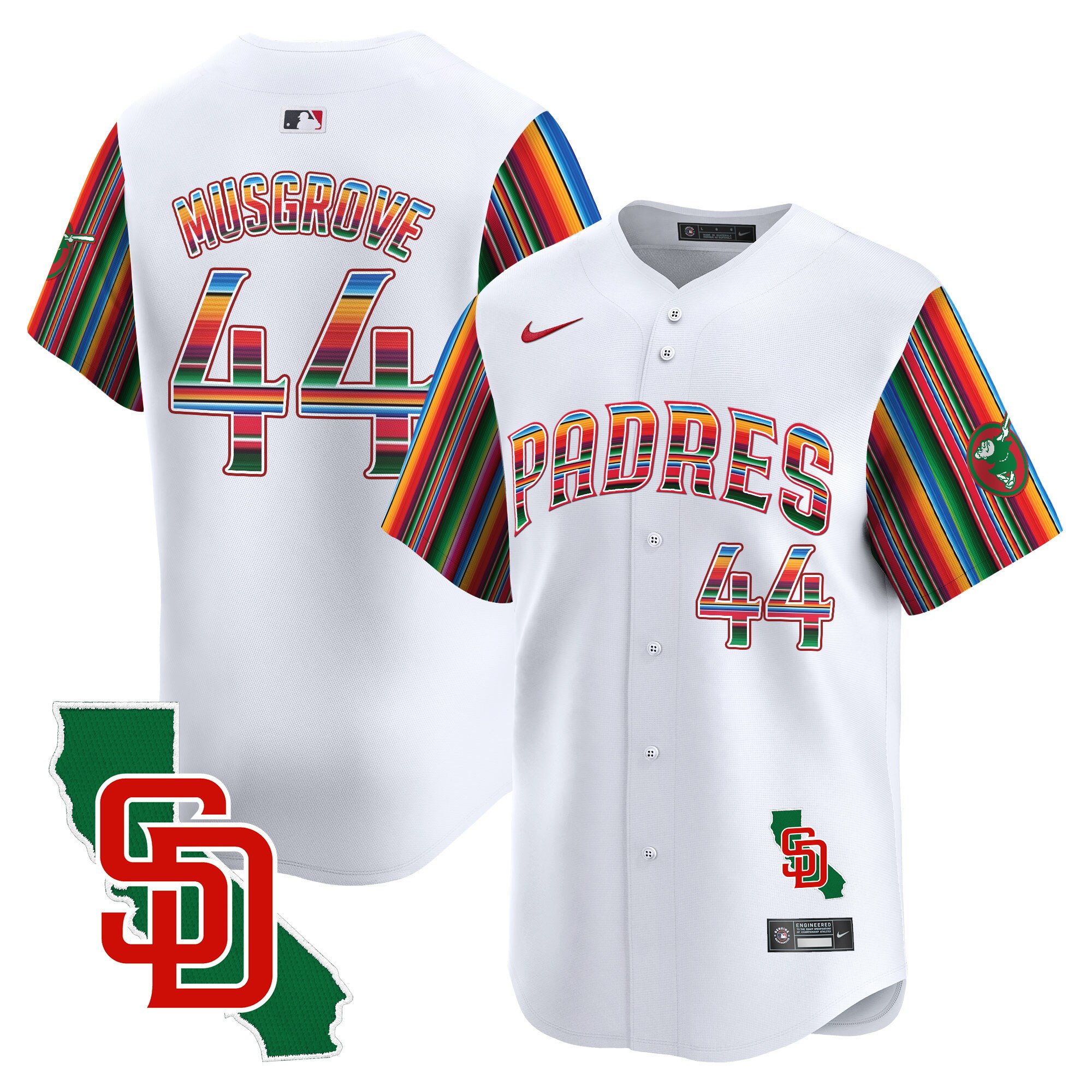 Men's Joe Musgrove San Diego Padres Mexico California Patch Vapor Premier Limited White Jersey V6 Ã± All Stitched