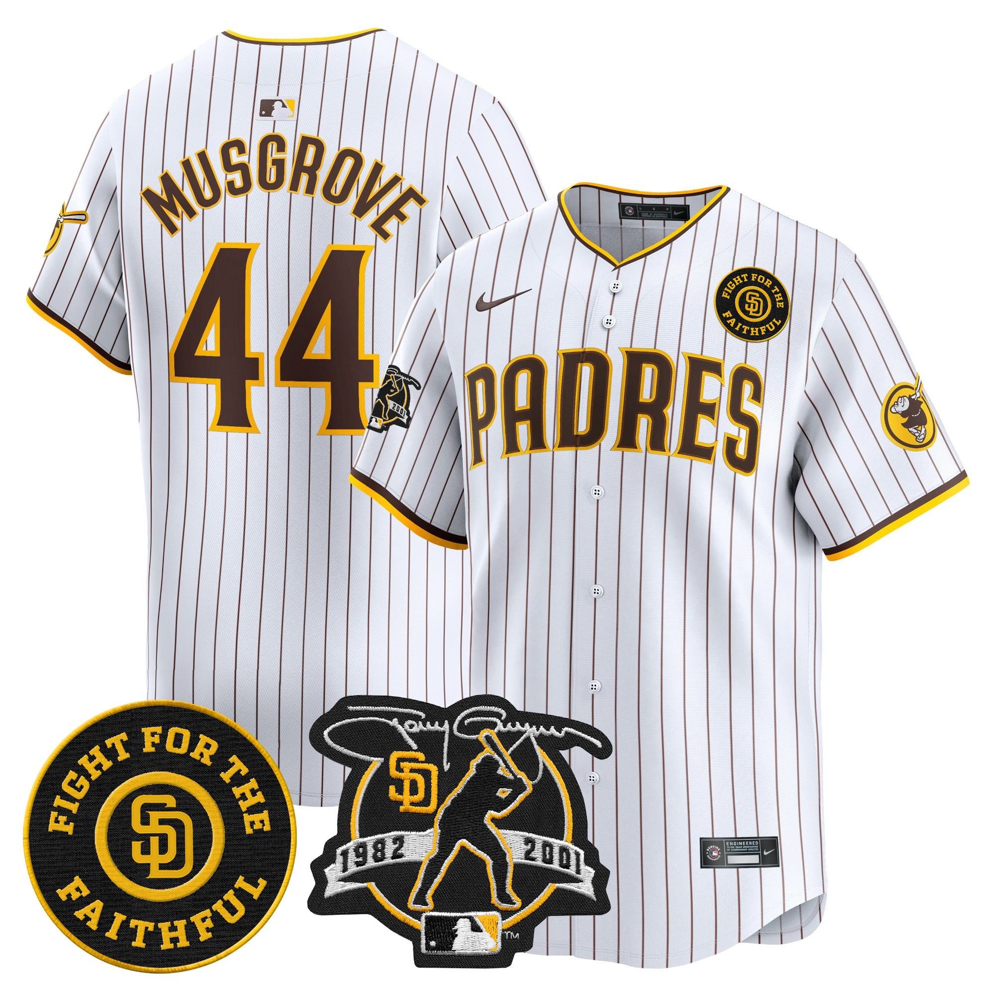 Men's Joe Musgrove San Diego Padres Tony Gwynn & Faithful Patch Vapor Premier Limited White Jersey Ã± All Stitched