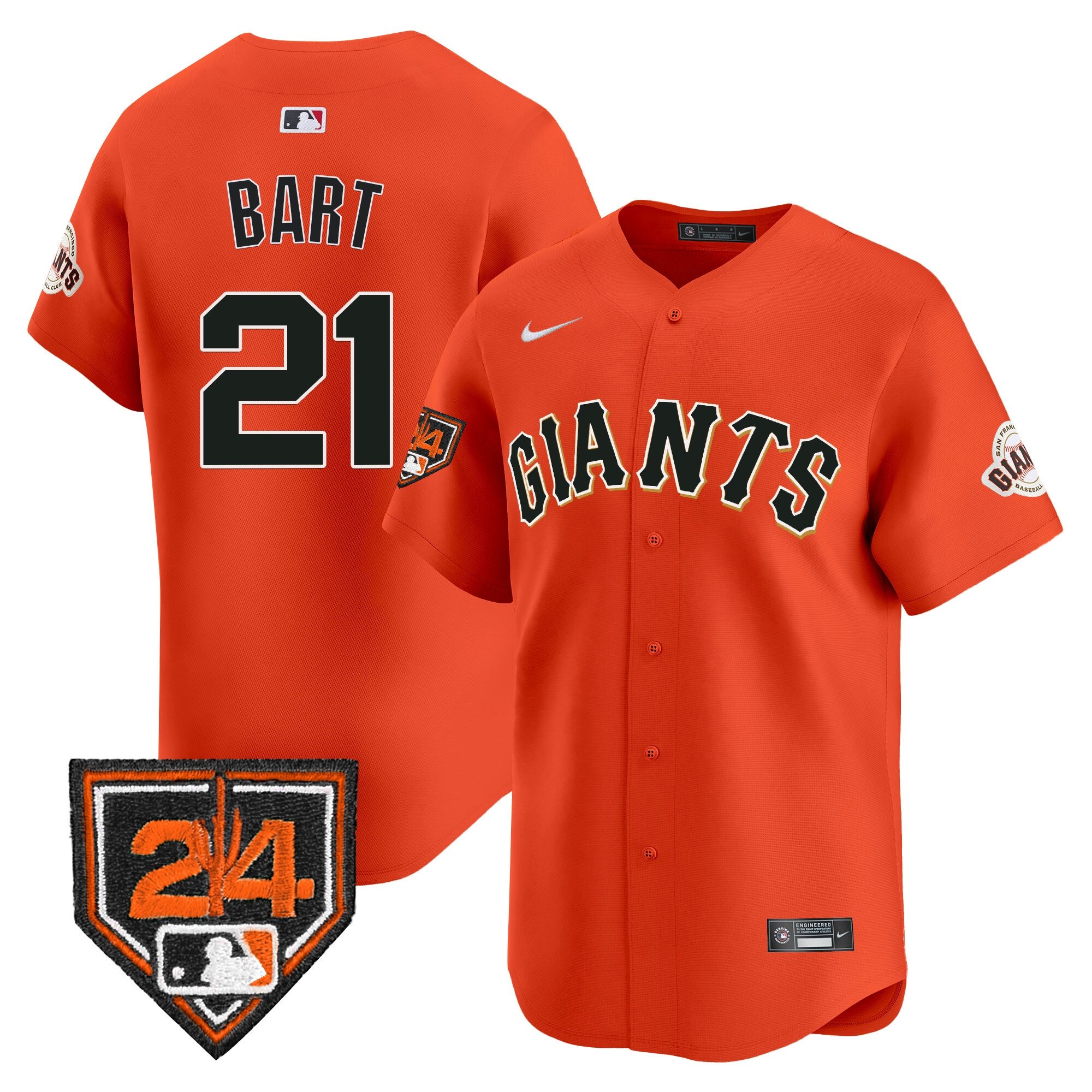 Men's Joey Bart San Francisco Giants 2024 Spring Training Vapor Premier Limited Orange Jersey - All Stitched