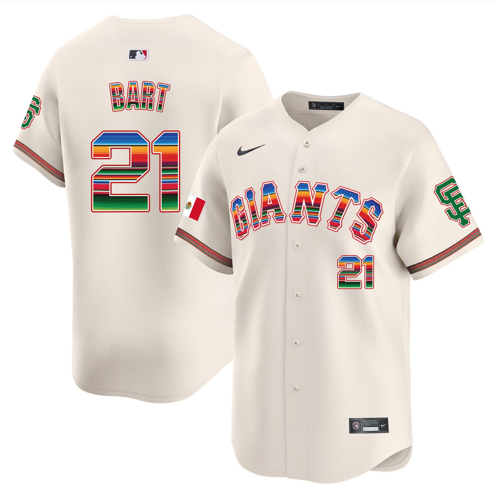 Men's Joey Bart San Francisco Giants Mexico Vapor Premier Limited Cream Jersey - All Stitched