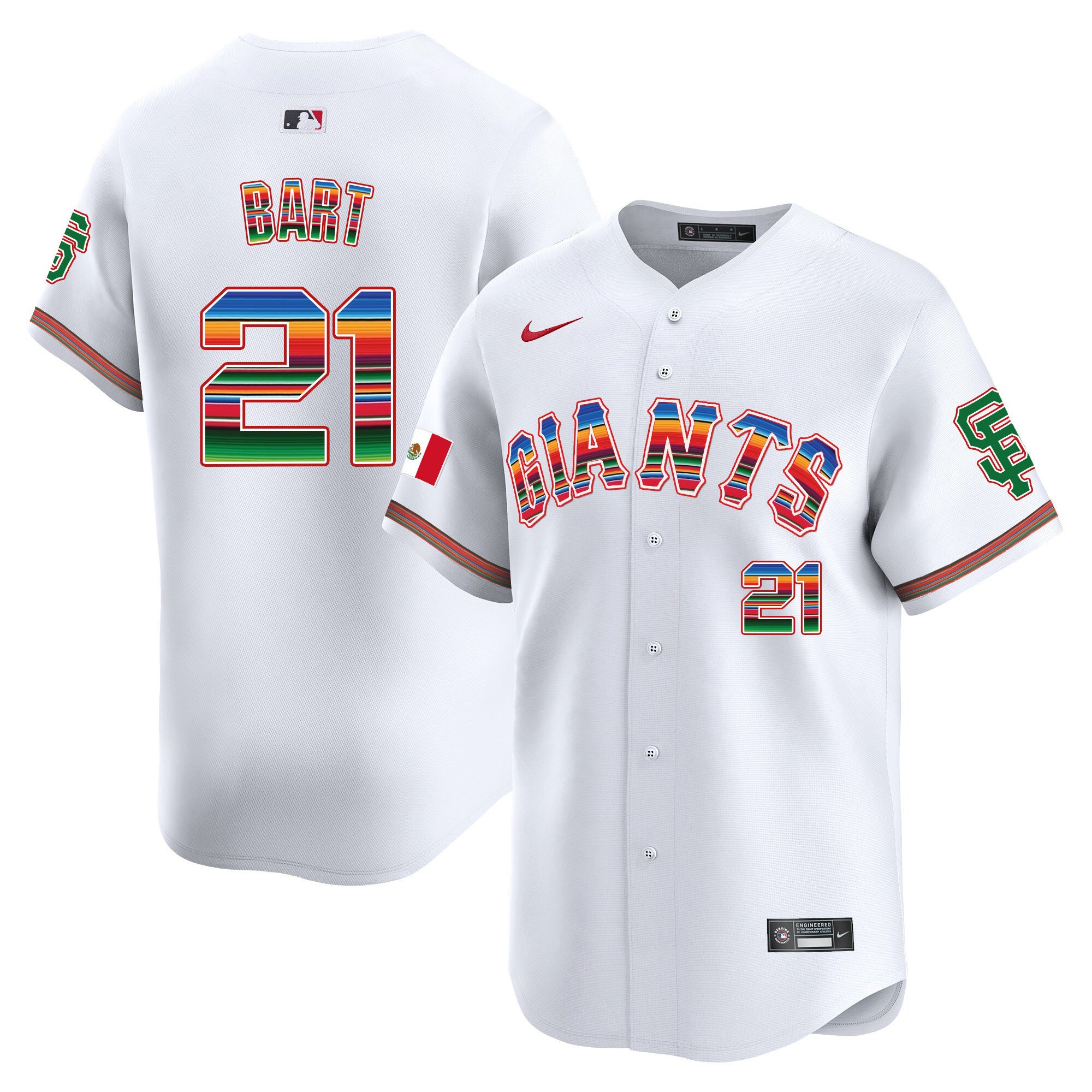 Men's Joey Bart San Francisco Giants Mexico Vapor Premier Limited White Jersey - All Stitched