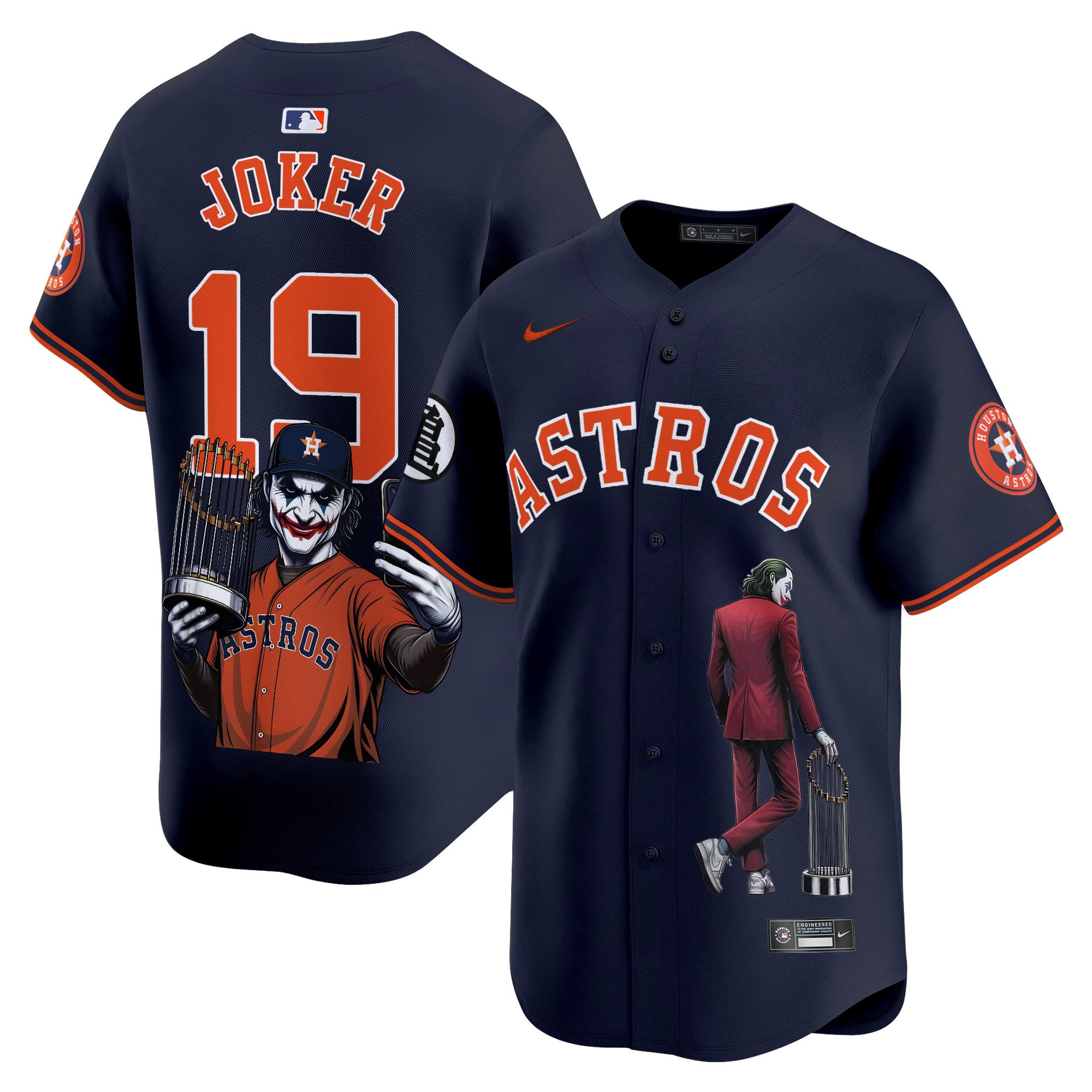 Men's Joker Houston Astros Joker Vapor Premier Limited Navy Jersey - Printed