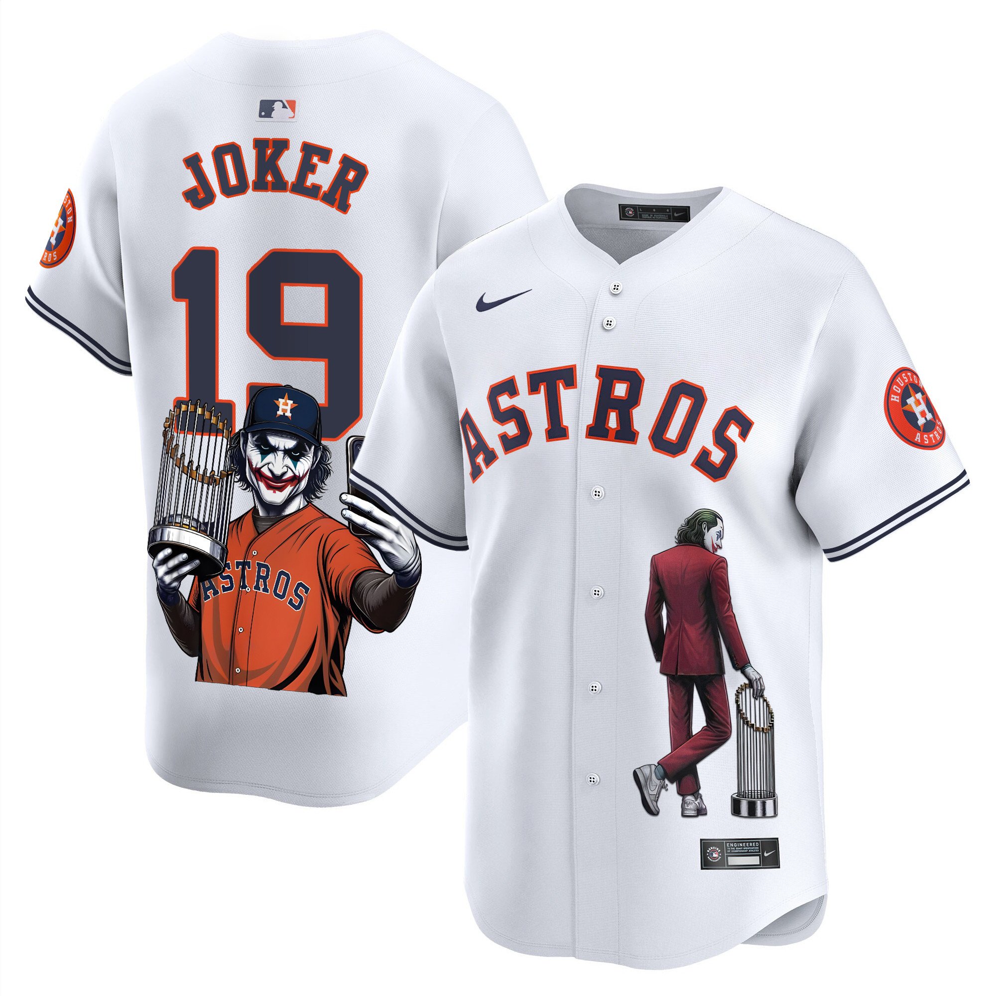 Men's Joker Houston Astros Joker Vapor Premier Limited White Jersey - Printed