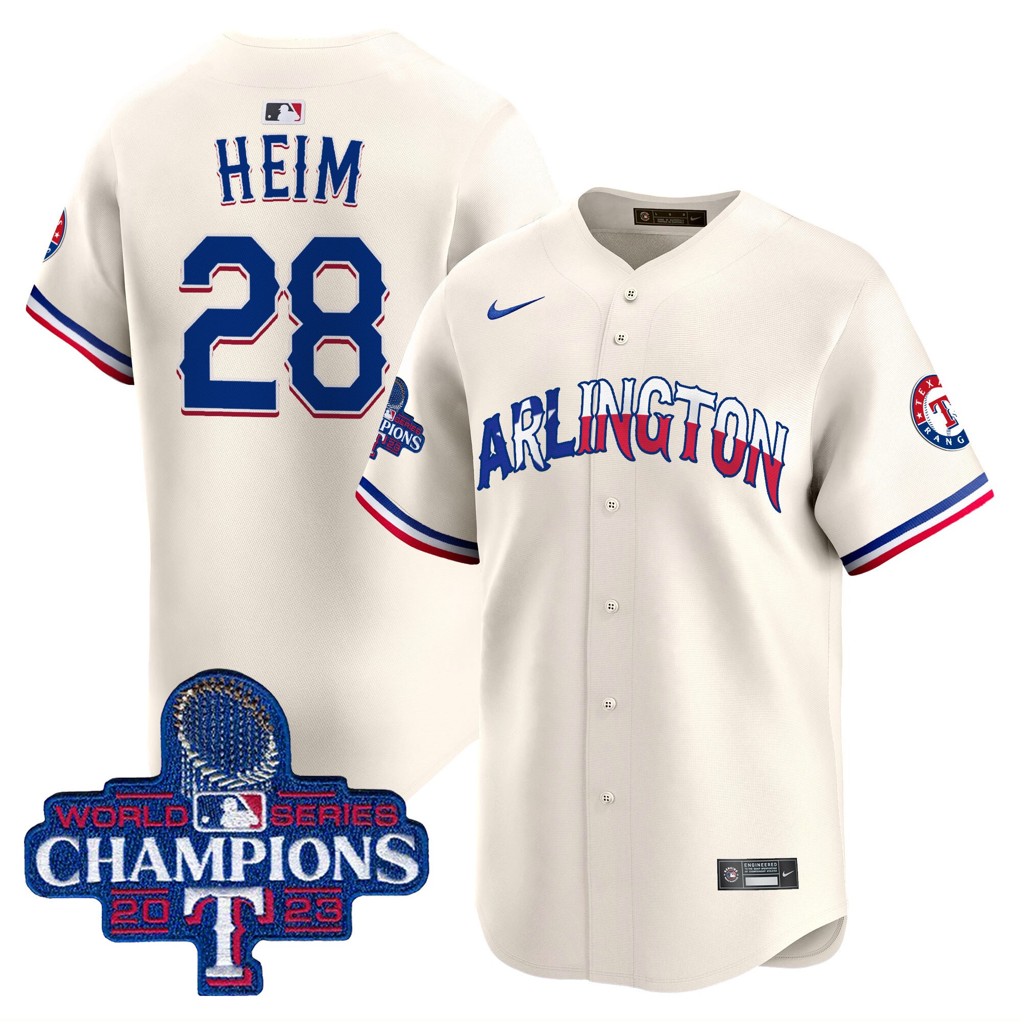 Men's Jonah Heim Texas Rangers Arlington Champions Vapor Premier Limited Cream Jersey - All Stitched