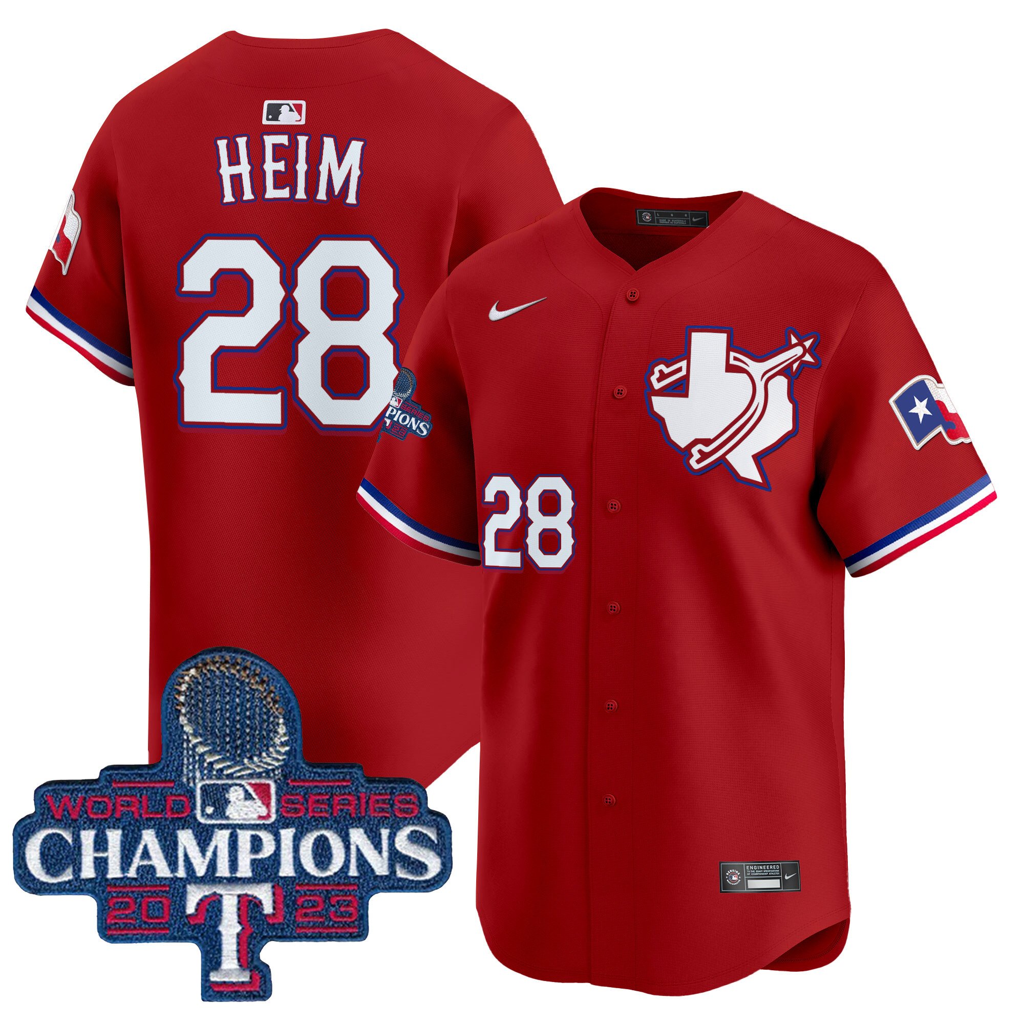 Men's Jonah Heim Texas Rangers World Series Champions Vapor Premier Limited Red Jersey V3 - All Stitched