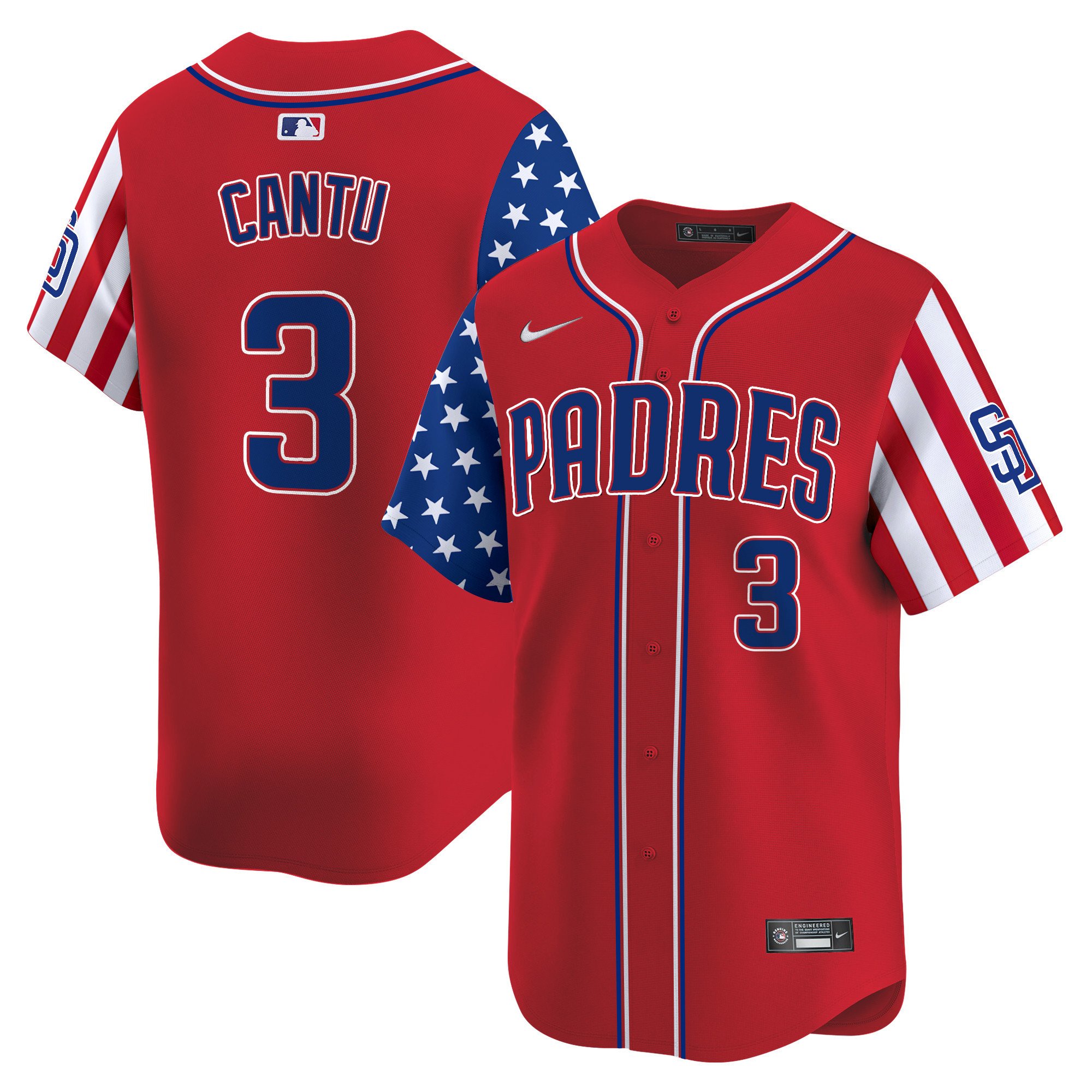 Men's Jorge Cantu San Diego Padres 2024 Independence Day Vapor Premier Limited Red Jersey - All Stitched